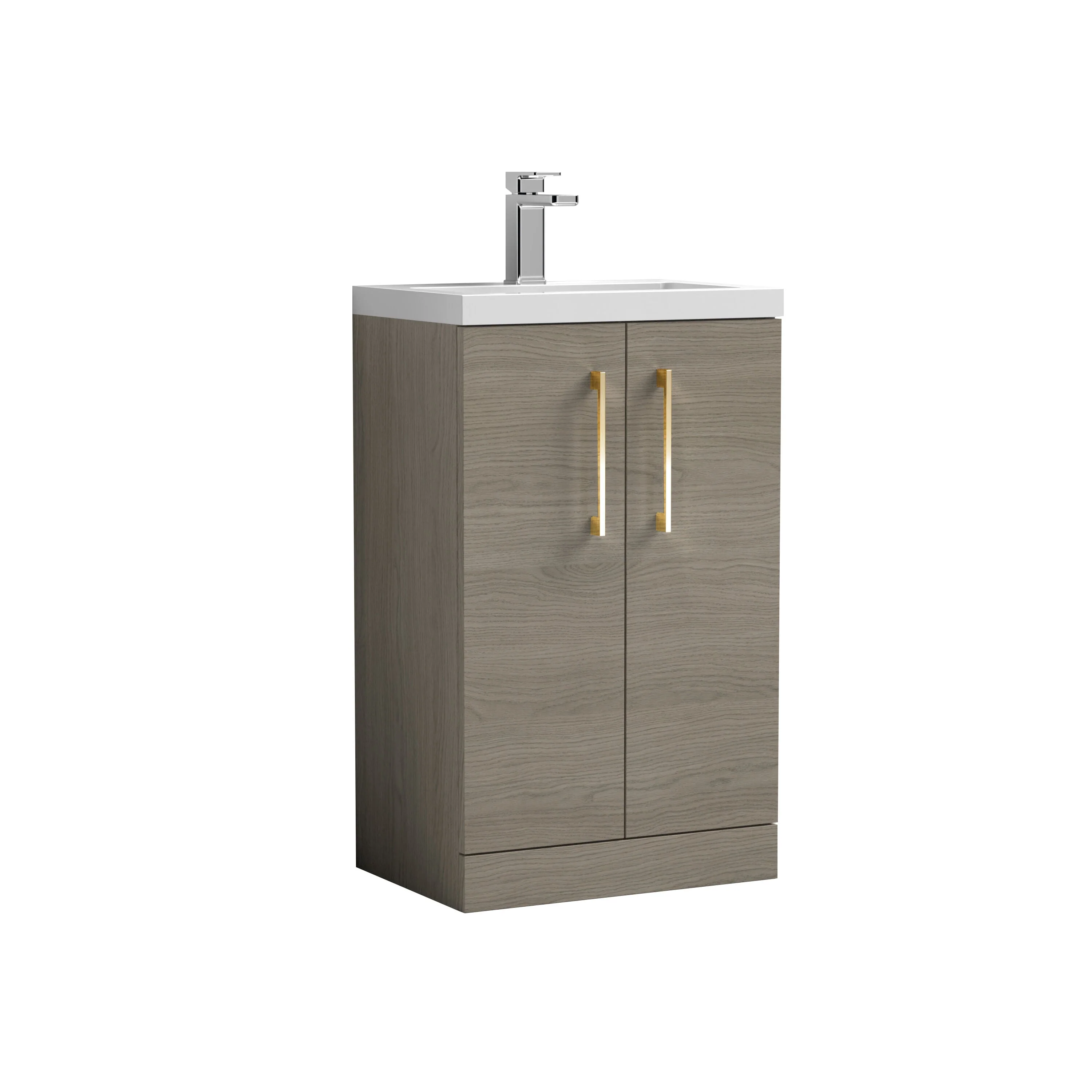 Bramshall Contemporary Compact Floor Standing Vanity Basin Unit with Polymarble Basin, 500mm, Choice of Colour and Handle Finish - Image 102