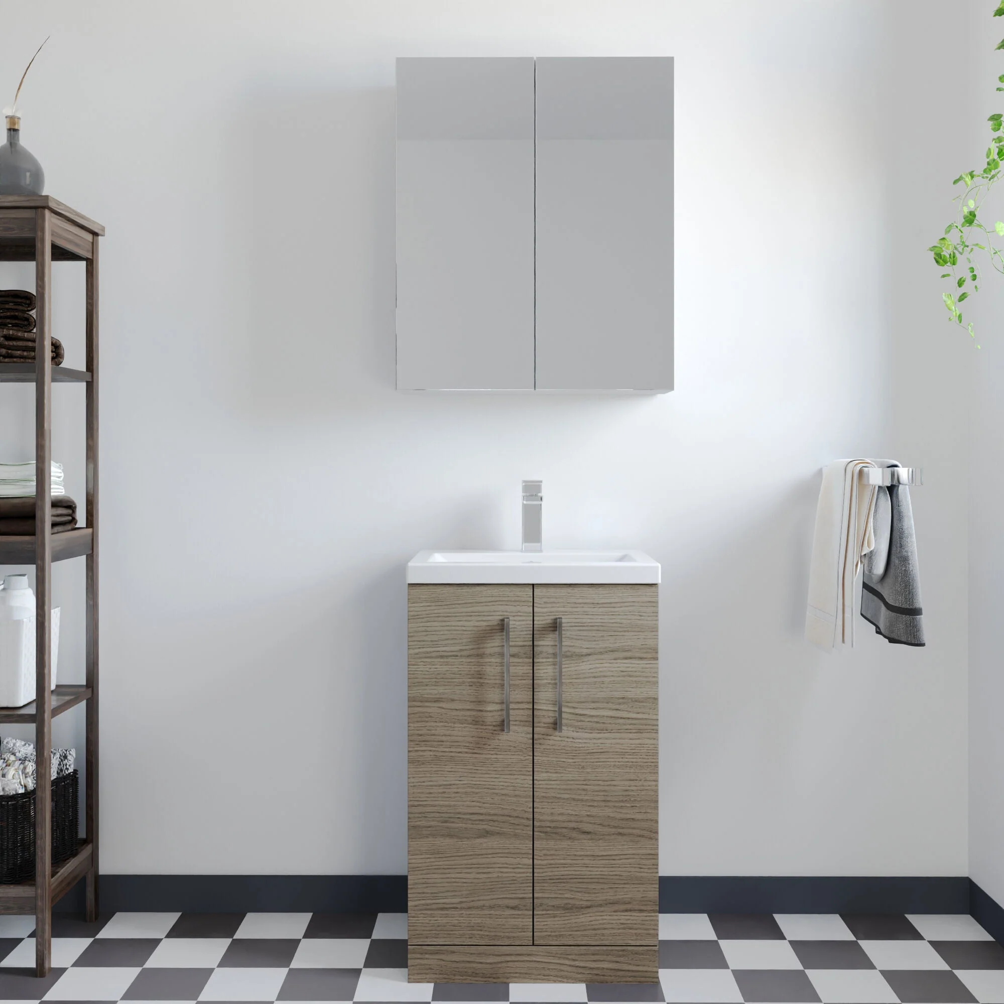 Bramshall Contemporary Compact Floor Standing Vanity Basin Unit with Polymarble Basin, 500mm, Choice of Colour and Handle Finish - Image 106