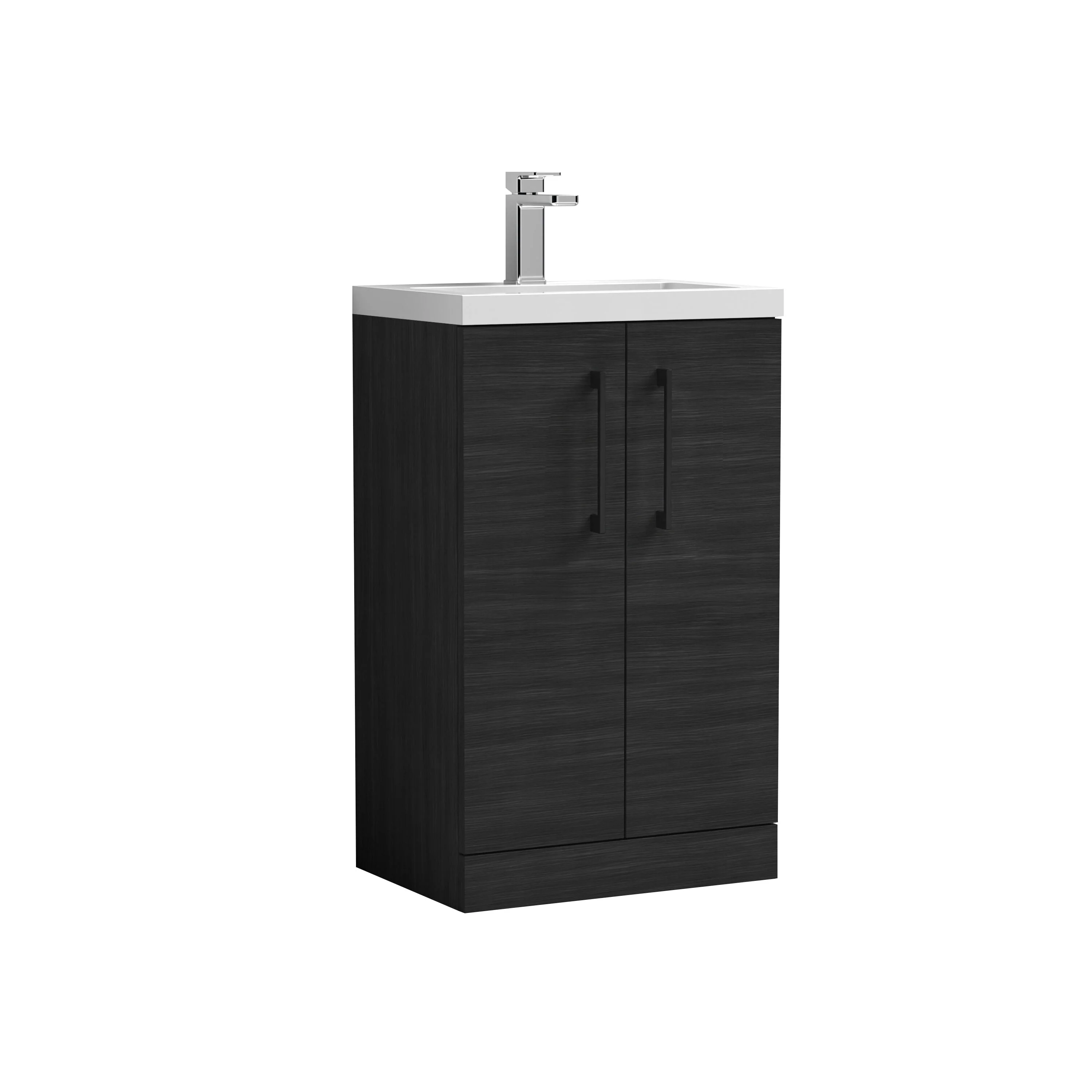 Bramshall Contemporary Compact Floor Standing Vanity Basin Unit with Polymarble Basin, 500mm, Choice of Colour and Handle Finish - Image 19