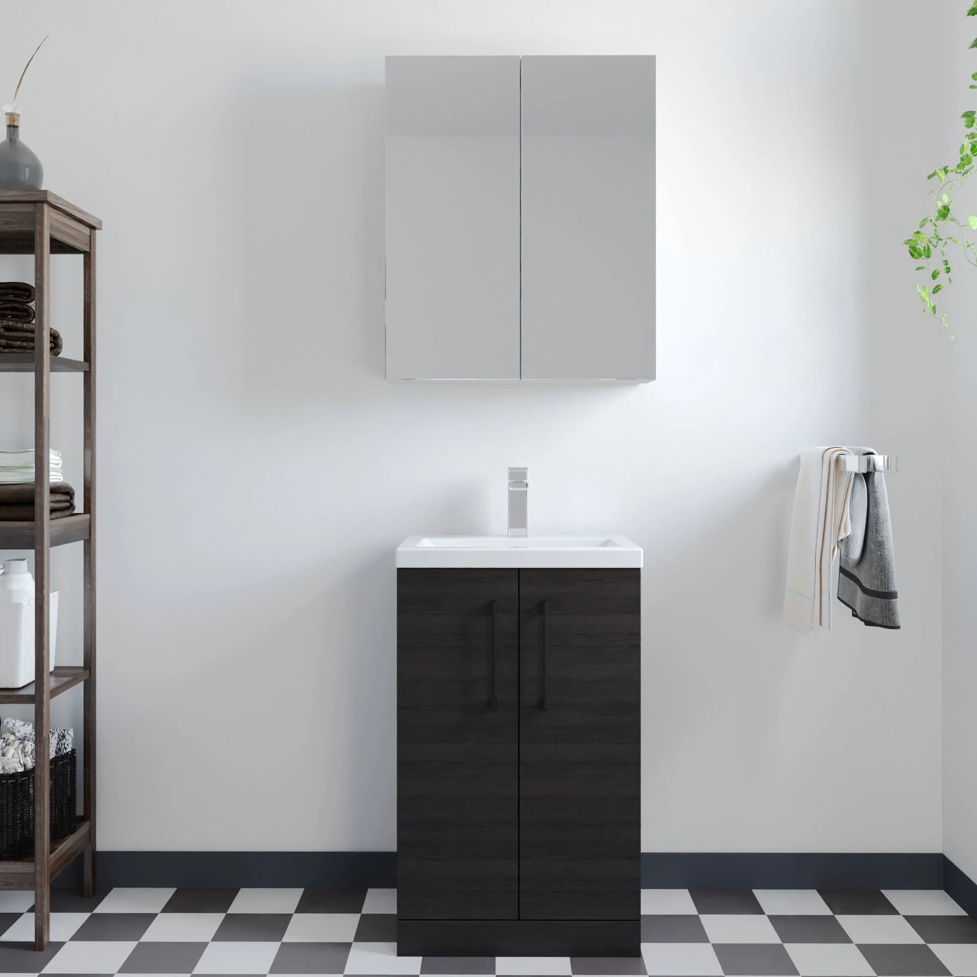 Bramshall Contemporary Compact Floor Standing Vanity Basin Unit with Polymarble Basin, 500mm, Choice of Colour and Handle Finish - Image 20