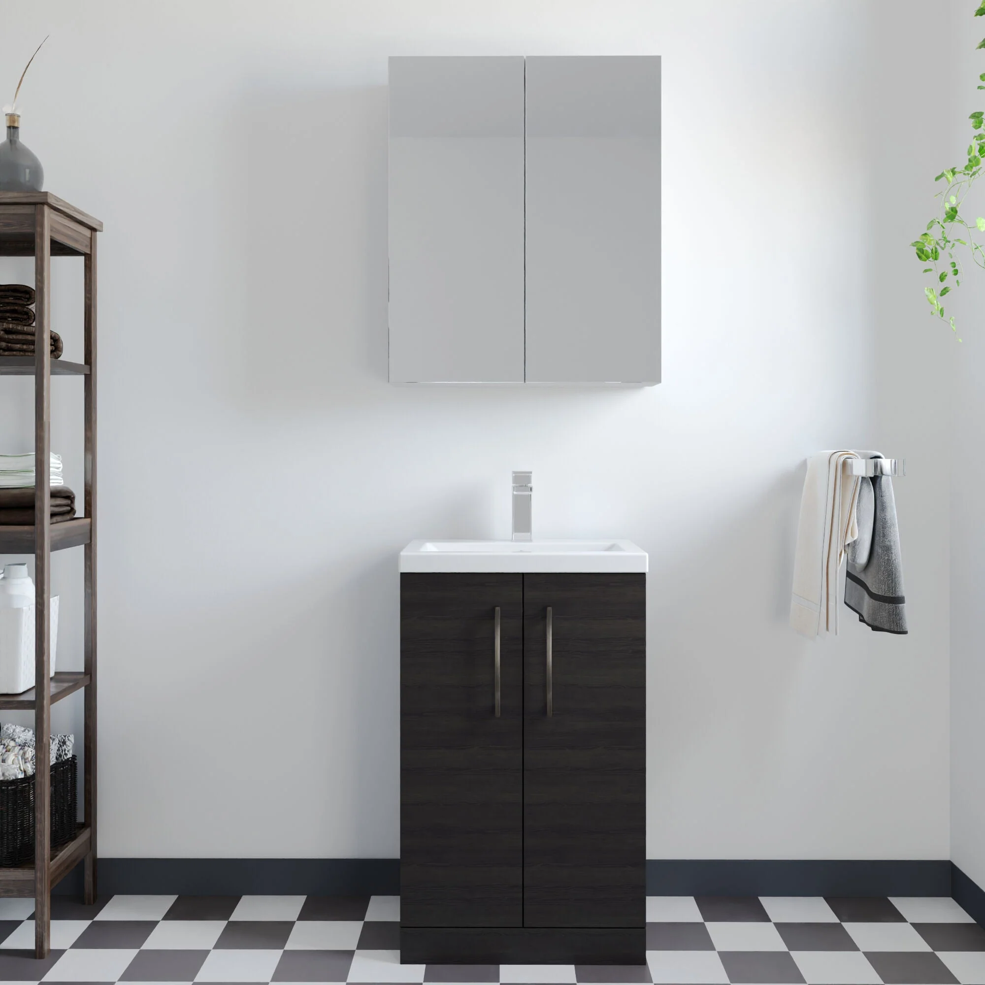 Bramshall Contemporary Compact Floor Standing Vanity Basin Unit with Polymarble Basin, 500mm, Choice of Colour and Handle Finish - Image 26