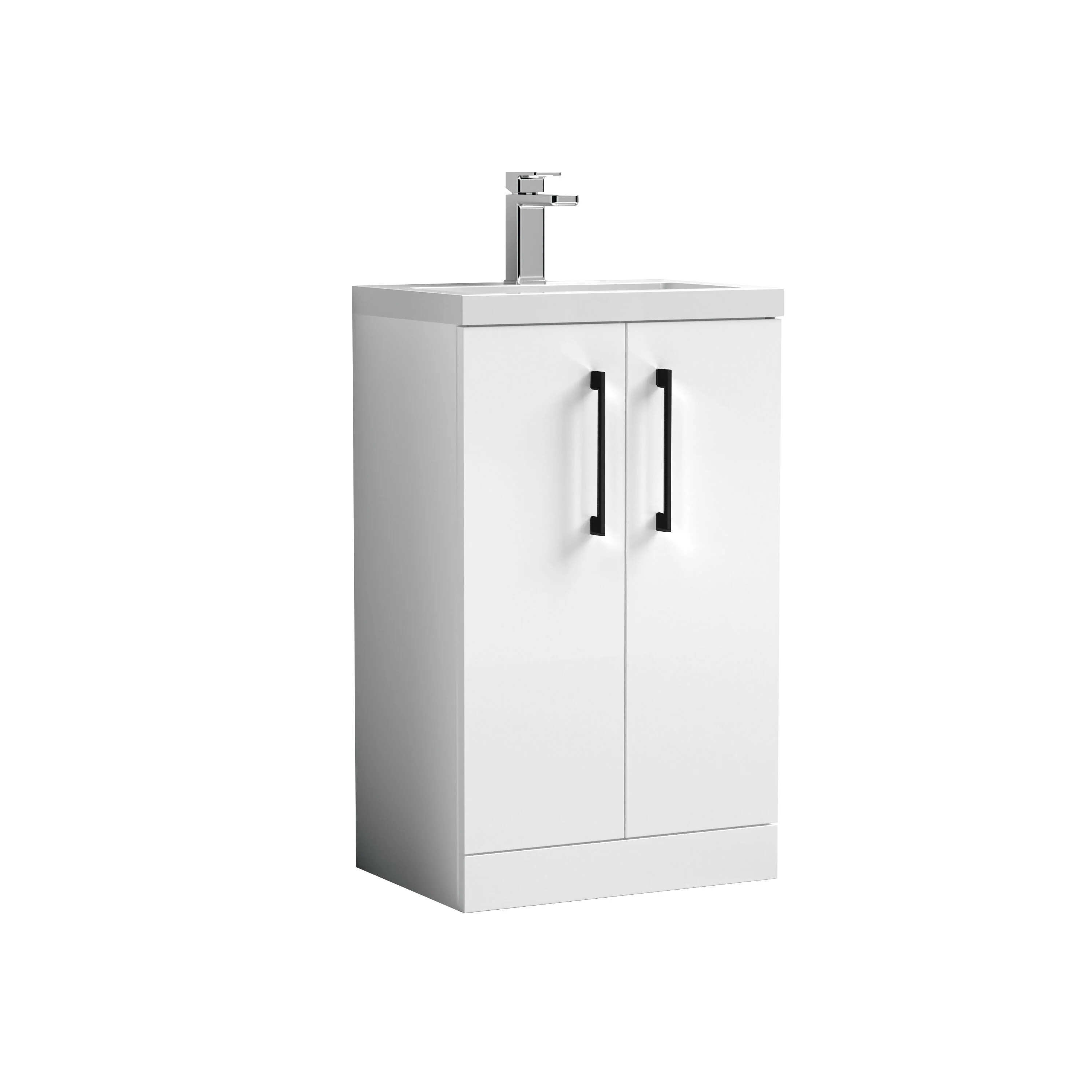 Bramshall Contemporary Compact Floor Standing Vanity Basin Unit with Polymarble Basin, 500mm, Choice of Colour and Handle Finish - Image 34