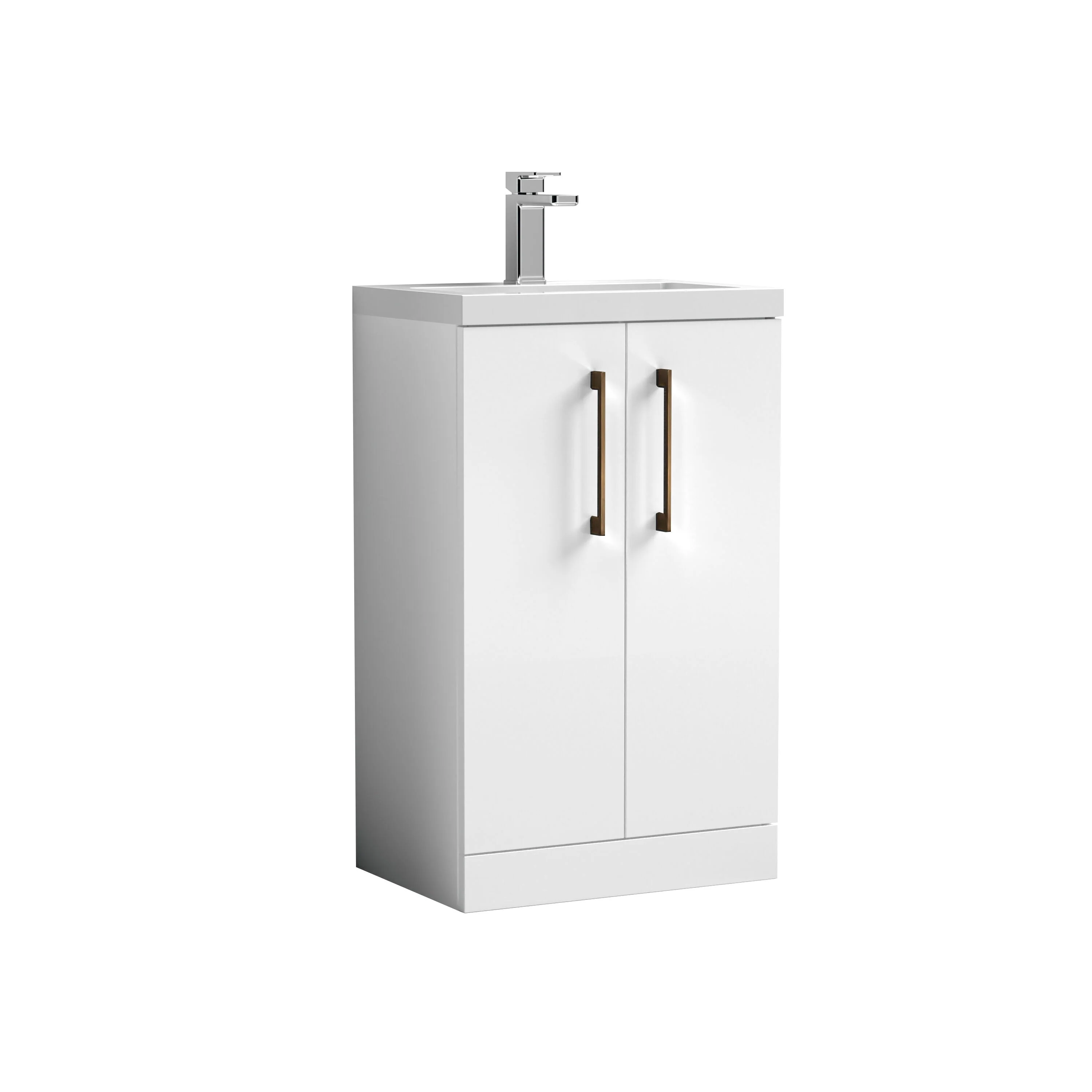 Bramshall Contemporary Compact Floor Standing Vanity Basin Unit with Polymarble Basin, 500mm, Choice of Colour and Handle Finish - Image 43