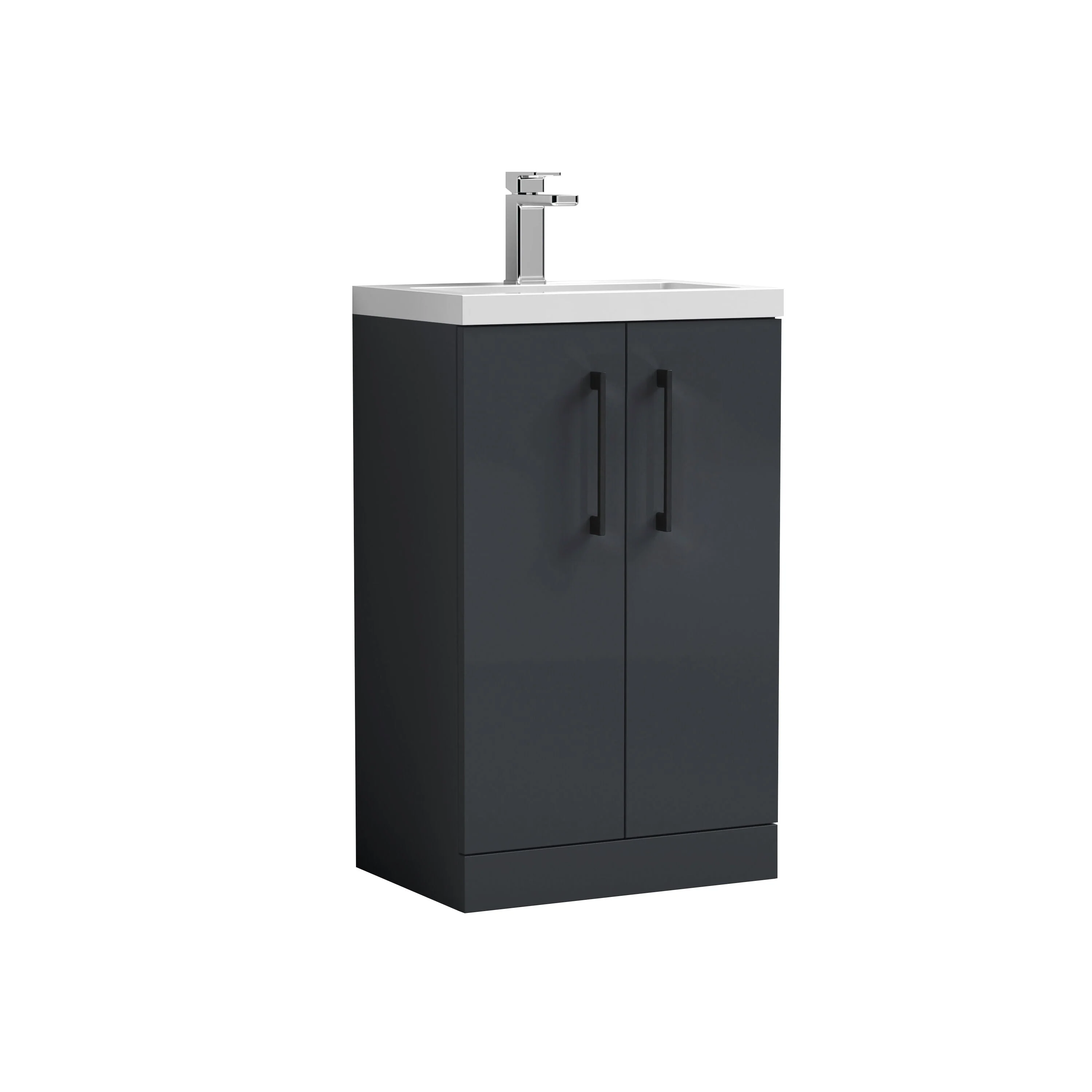 Bramshall Contemporary Compact Floor Standing Vanity Basin Unit with Polymarble Basin, 500mm, Choice of Colour and Handle Finish - Image 49