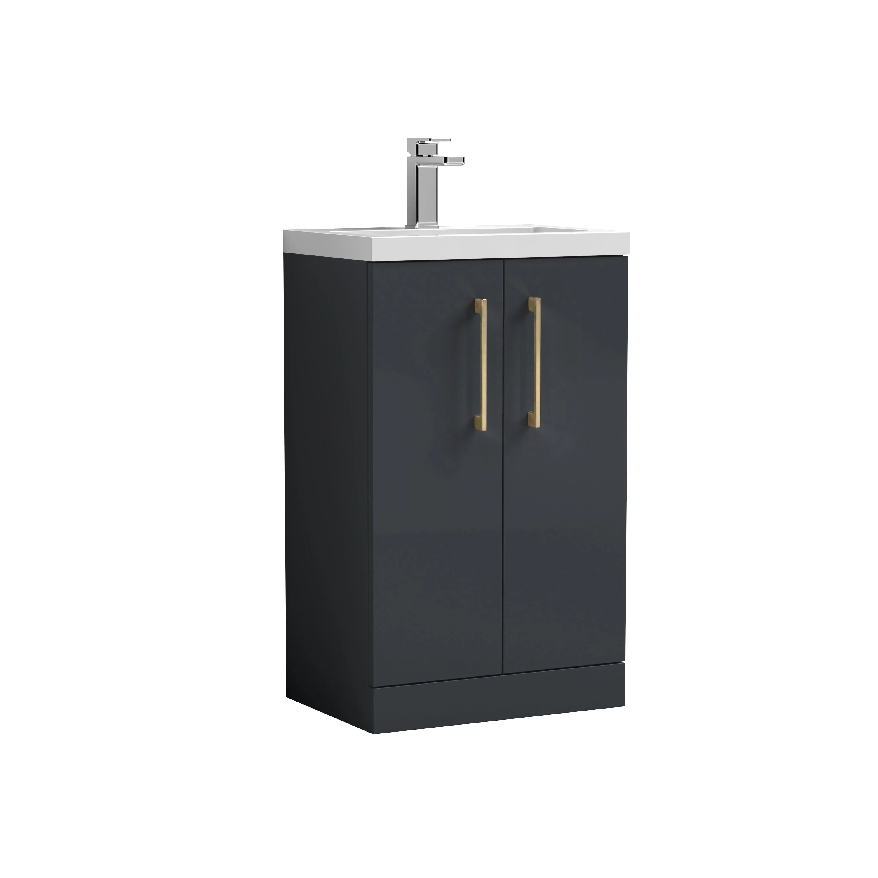 Bramshall Contemporary Compact Floor Standing Vanity Basin Unit with Polymarble Basin, 500mm, Choice of Colour and Handle Finish - Image 52