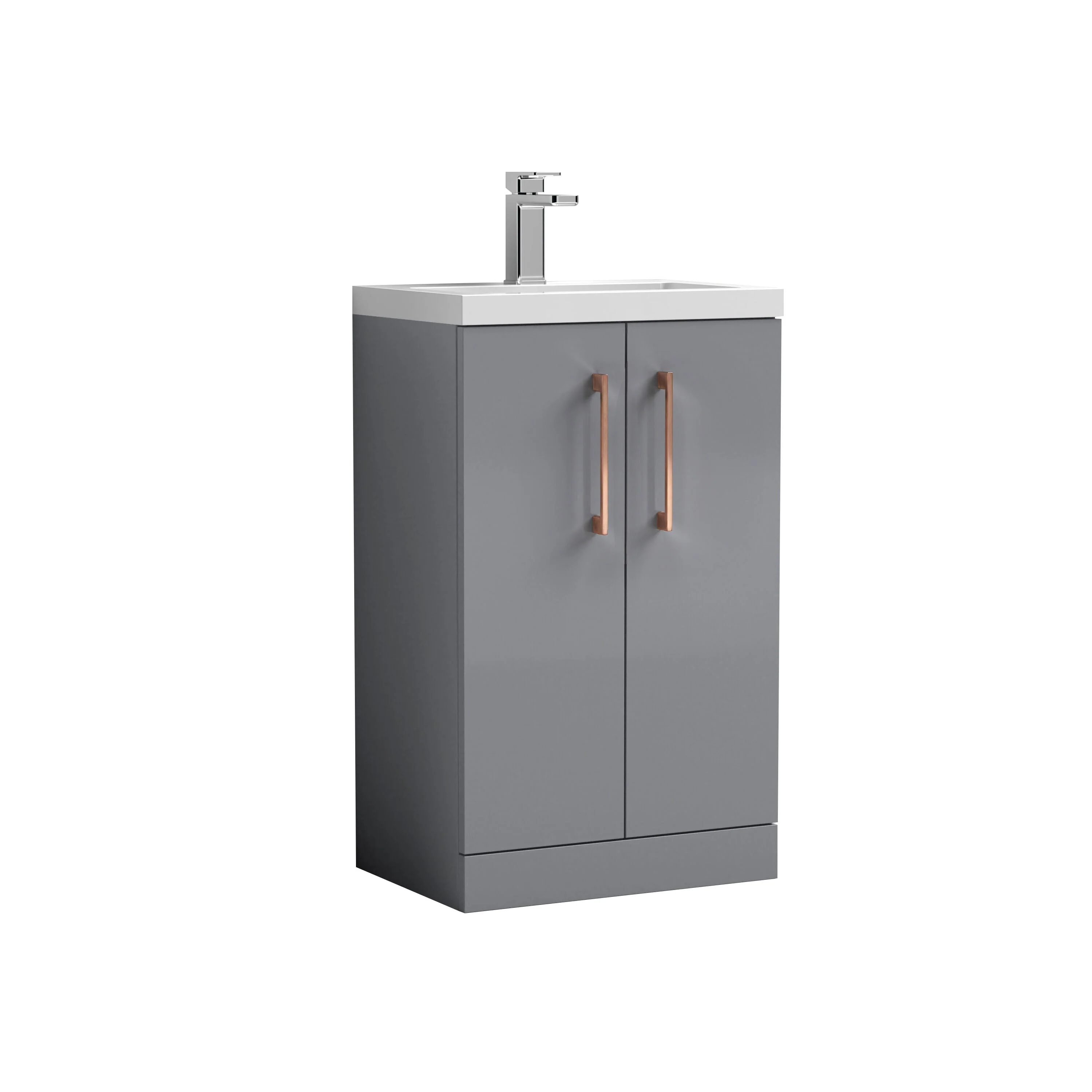 Bramshall Contemporary Compact Floor Standing Vanity Basin Unit with Polymarble Basin, 500mm, Choice of Colour and Handle Finish - Image 61