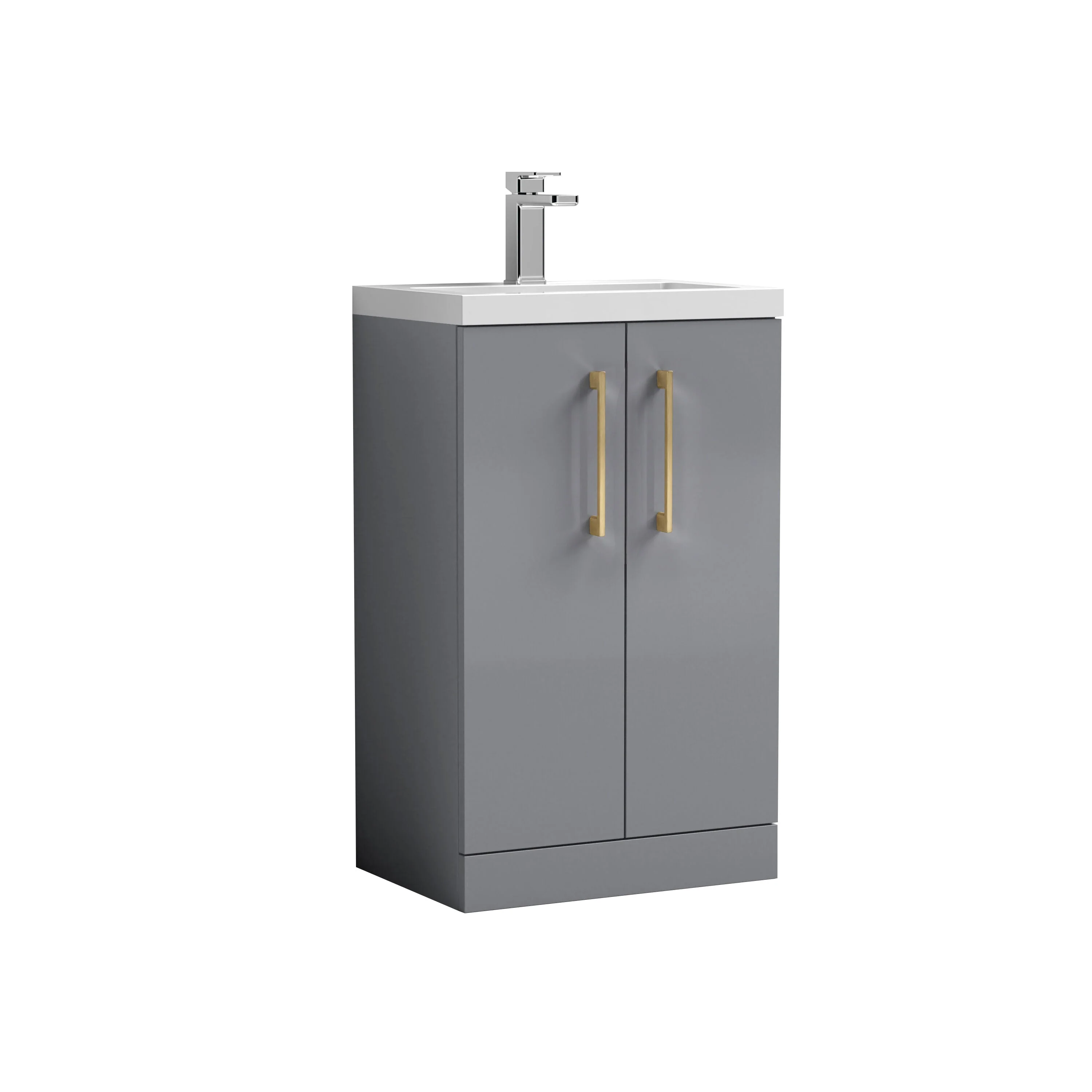 Bramshall Contemporary Compact Floor Standing Vanity Basin Unit with Polymarble Basin, 500mm, Choice of Colour and Handle Finish - Image 69