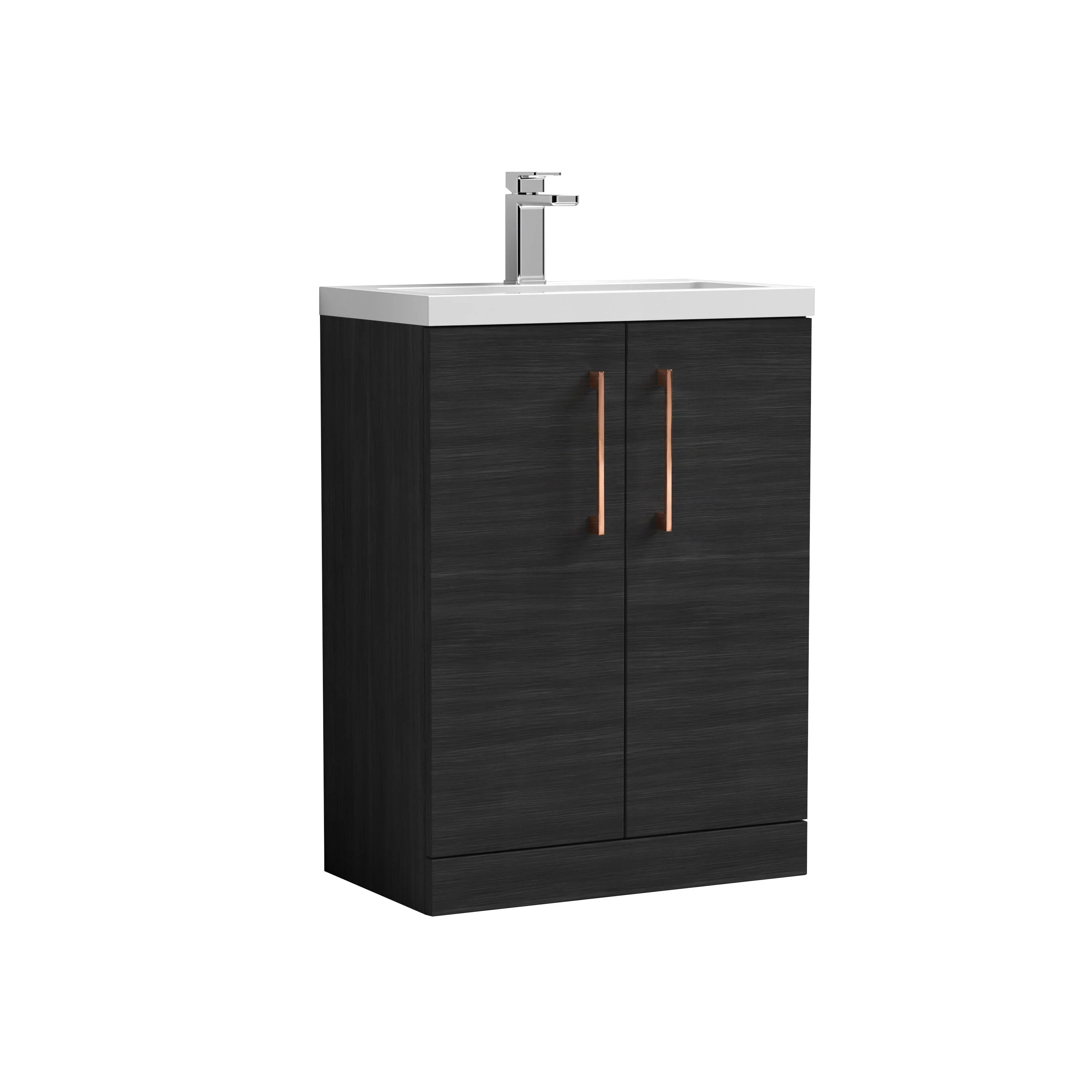 Bramshall Contemporary Compact Floor Standing Vanity Basin Unit with Polymarble Basin, 600mm, Choice of Colour and Handle Finish - Image 13