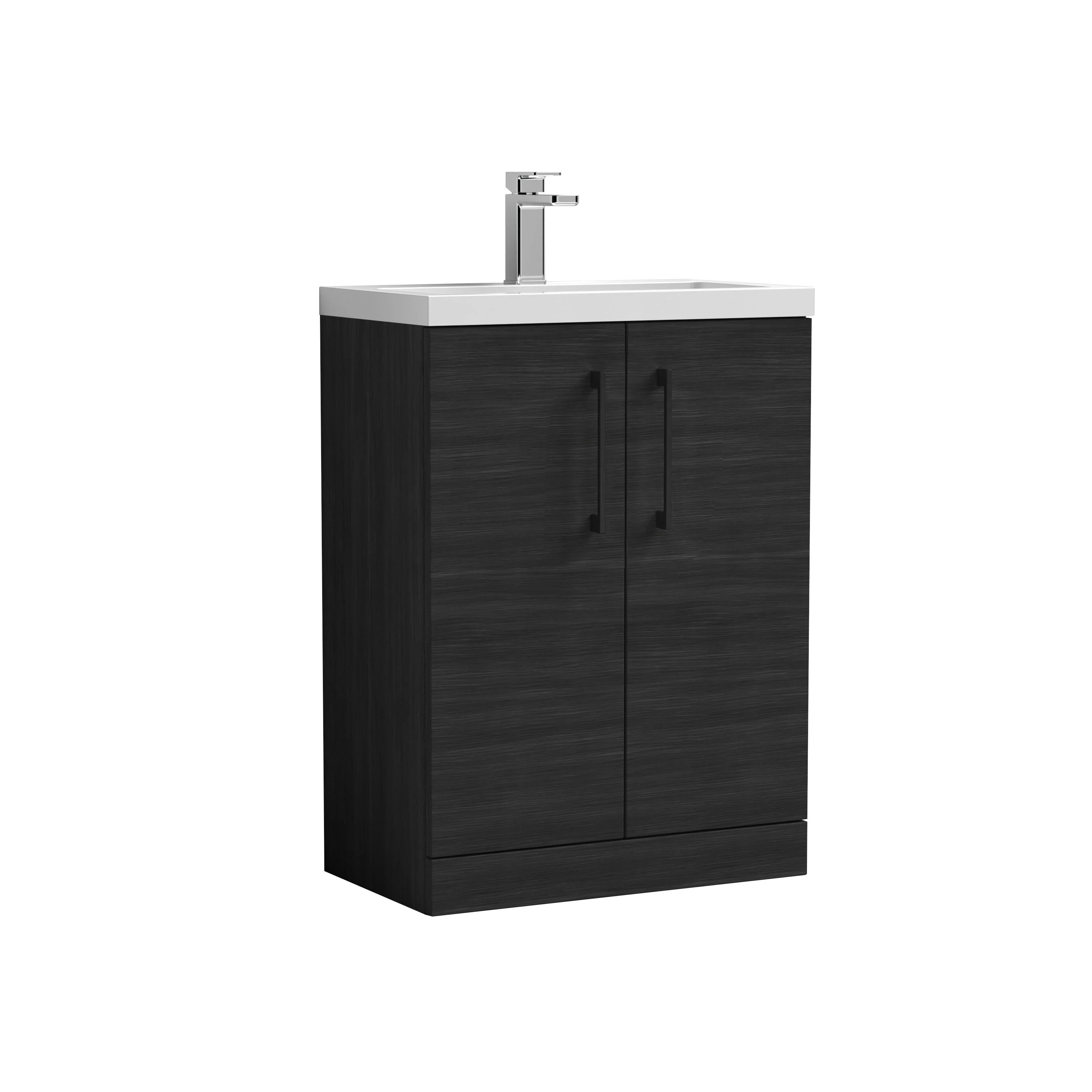 Bramshall Contemporary Compact Floor Standing Vanity Basin Unit with Polymarble Basin, 600mm, Choice of Colour and Handle Finish - Image 16