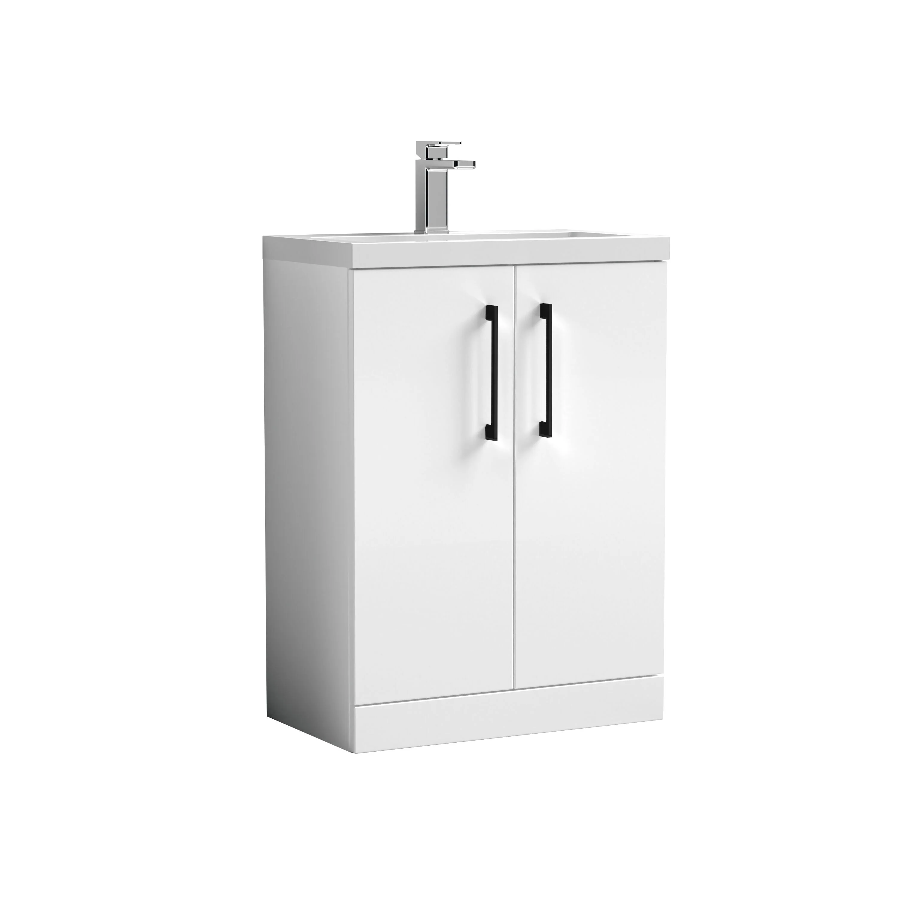 Bramshall Contemporary Compact Floor Standing Vanity Basin Unit with Polymarble Basin, 600mm, Choice of Colour and Handle Finish - Image 31