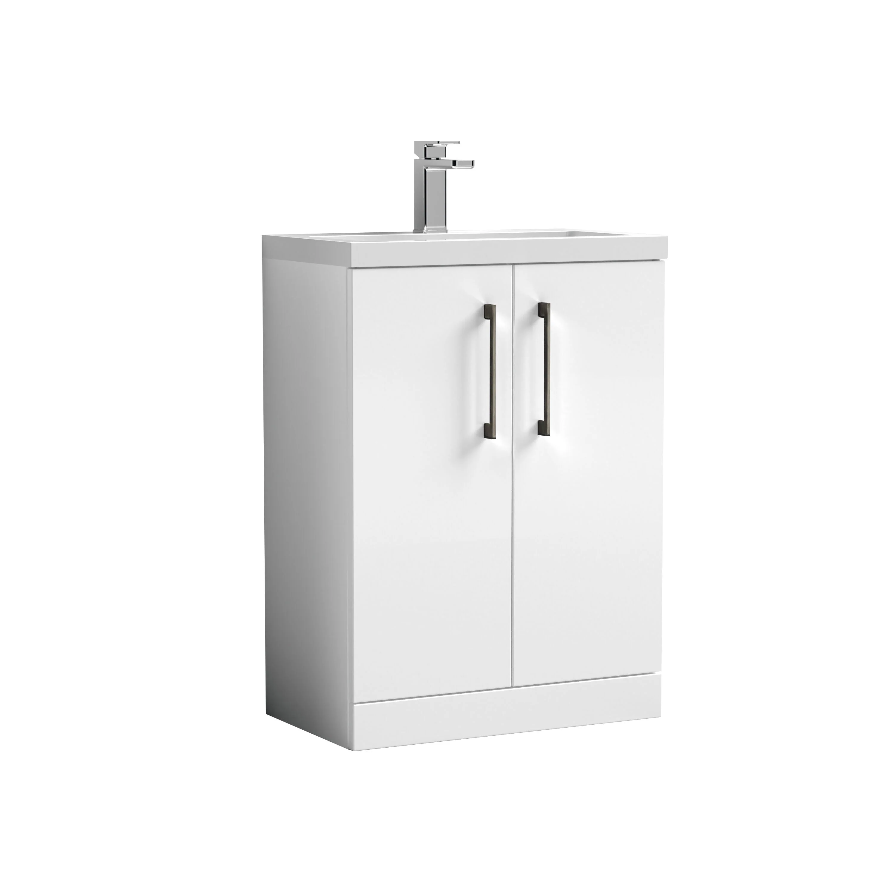 Bramshall Contemporary Compact Floor Standing Vanity Basin Unit with Polymarble Basin, 600mm, Choice of Colour and Handle Finish - Image 37