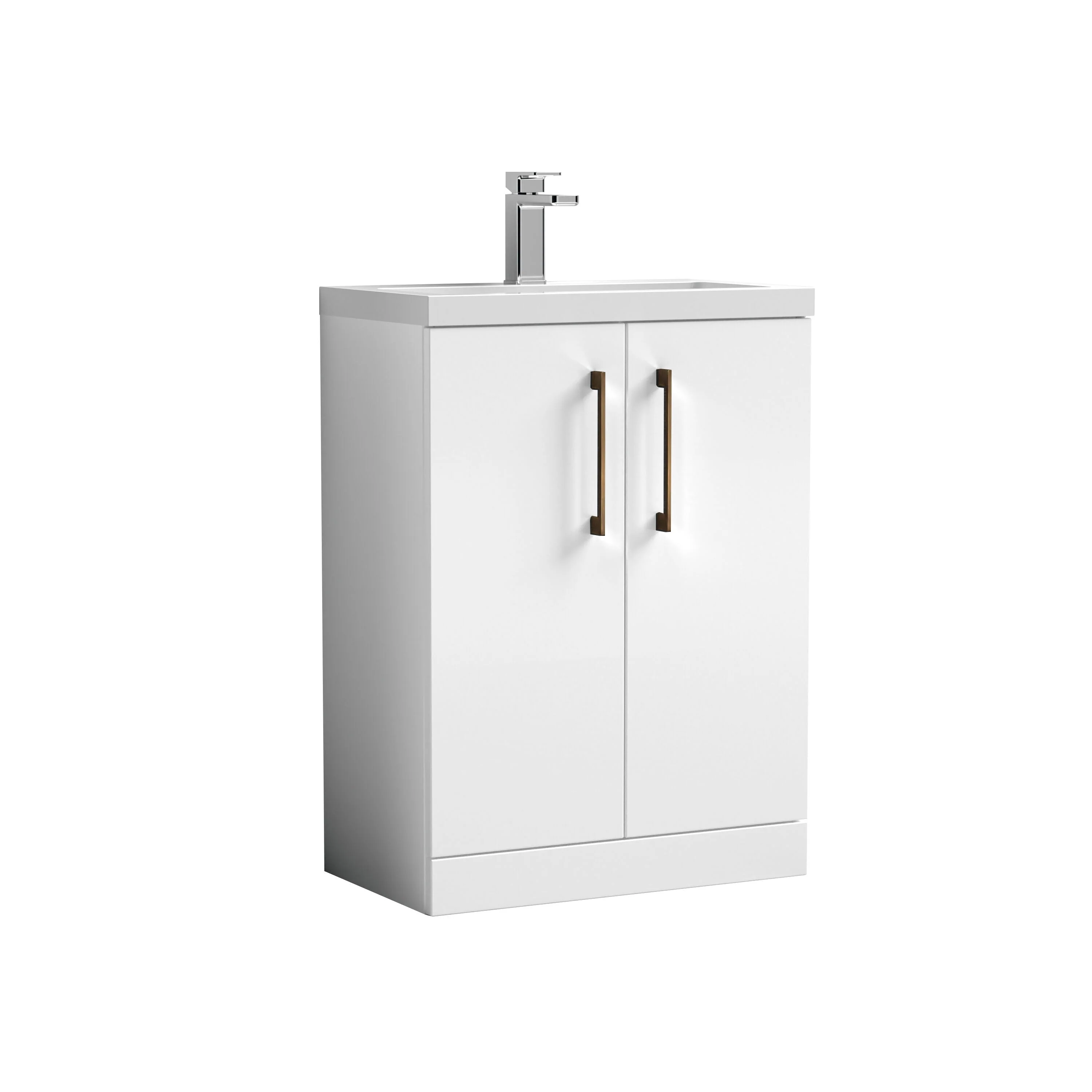 Bramshall Contemporary Compact Floor Standing Vanity Basin Unit with Polymarble Basin, 600mm, Choice of Colour and Handle Finish - Image 40