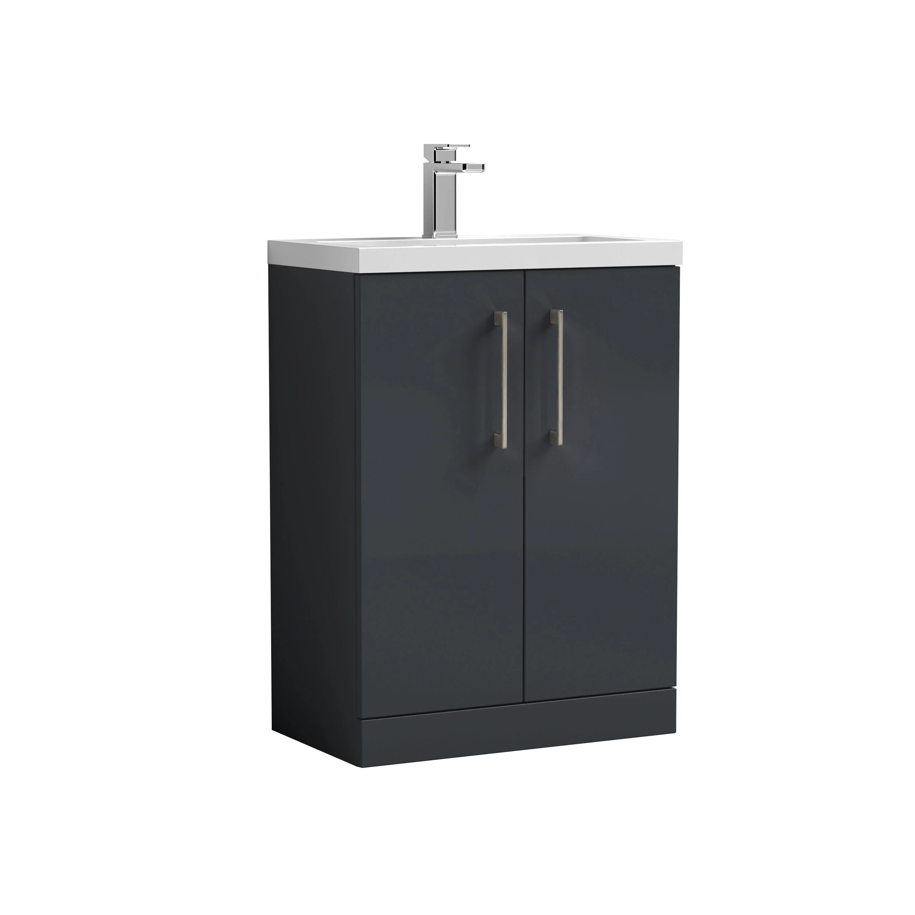 Bramshall Contemporary Compact Floor Standing Vanity Basin Unit with Polymarble Basin, 600mm, Choice of Colour and Handle Finish - Image 52