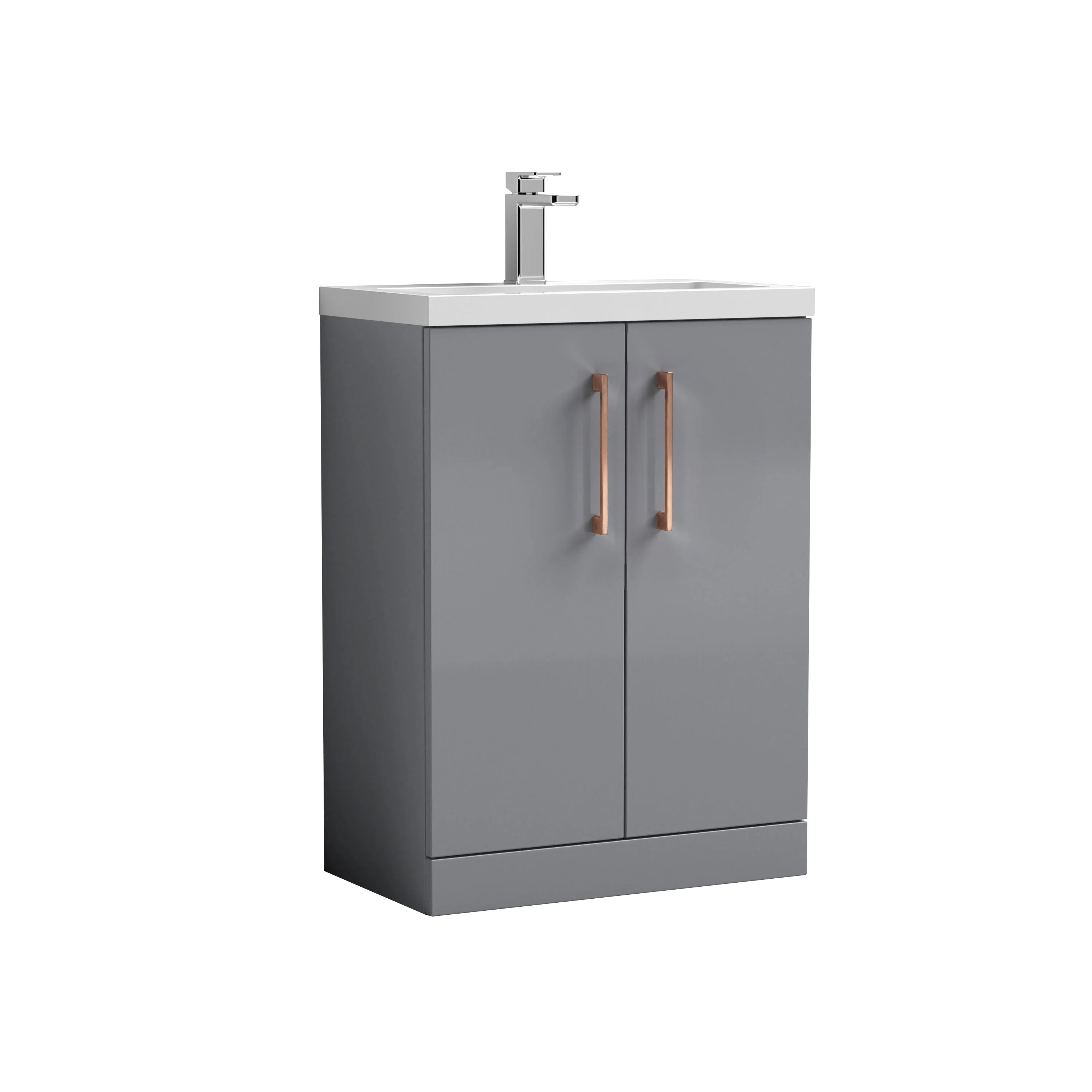 Bramshall Contemporary Compact Floor Standing Vanity Basin Unit with Polymarble Basin, 600mm, Choice of Colour and Handle Finish - Image 59