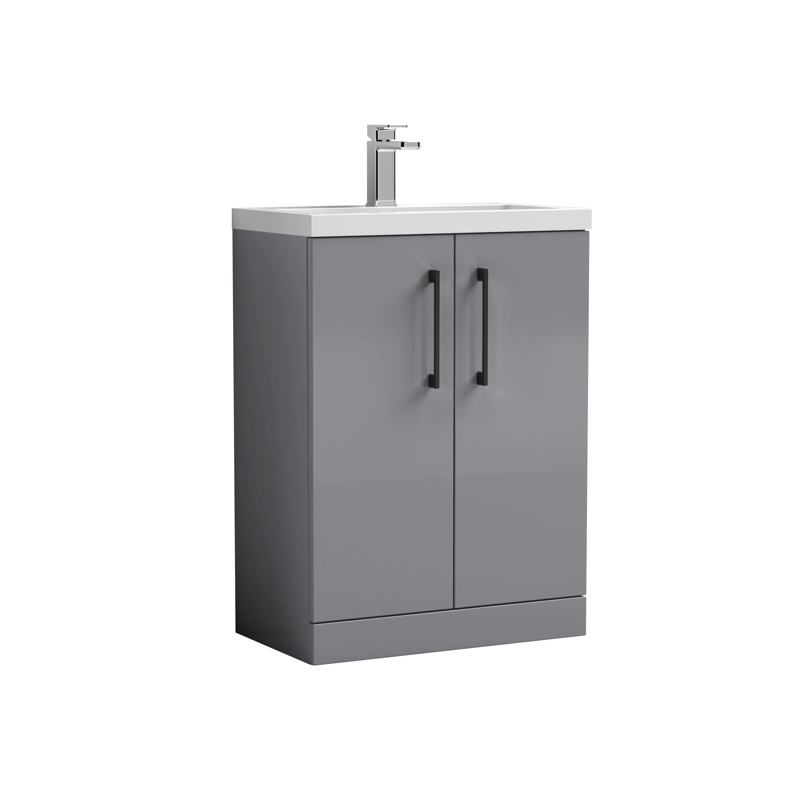 Bramshall Contemporary Compact Floor Standing Vanity Basin Unit with Polymarble Basin, 600mm, Choice of Colour and Handle Finish - Image 62