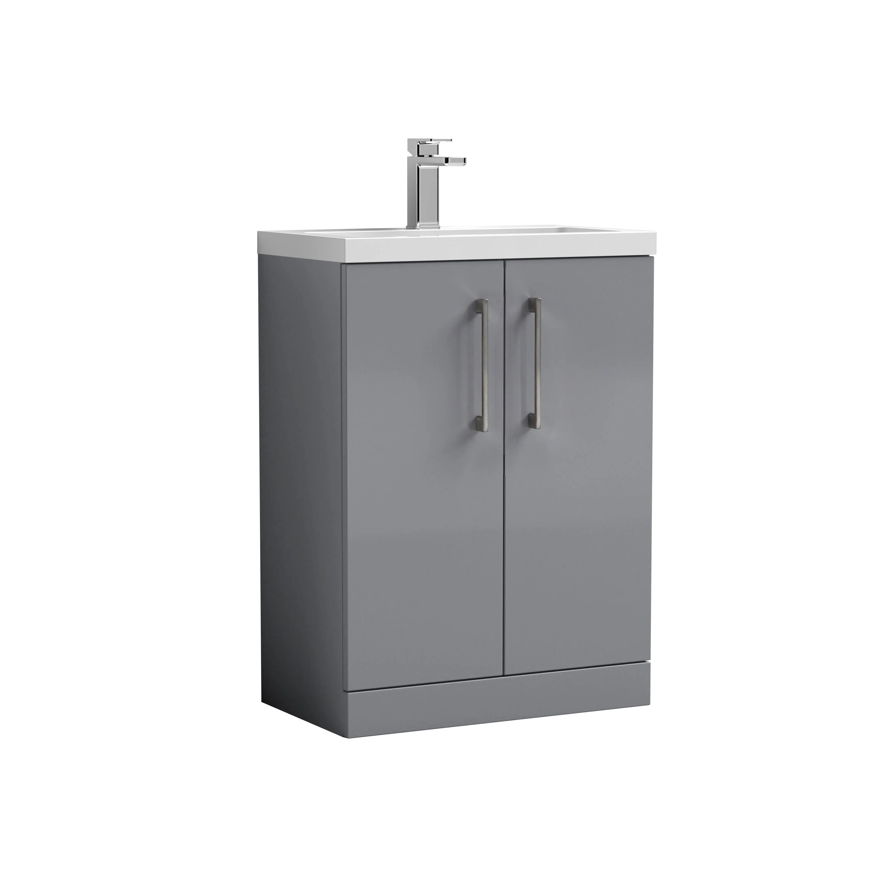 Bramshall Contemporary Compact Floor Standing Vanity Basin Unit with Polymarble Basin, 600mm, Choice of Colour and Handle Finish - Image 68