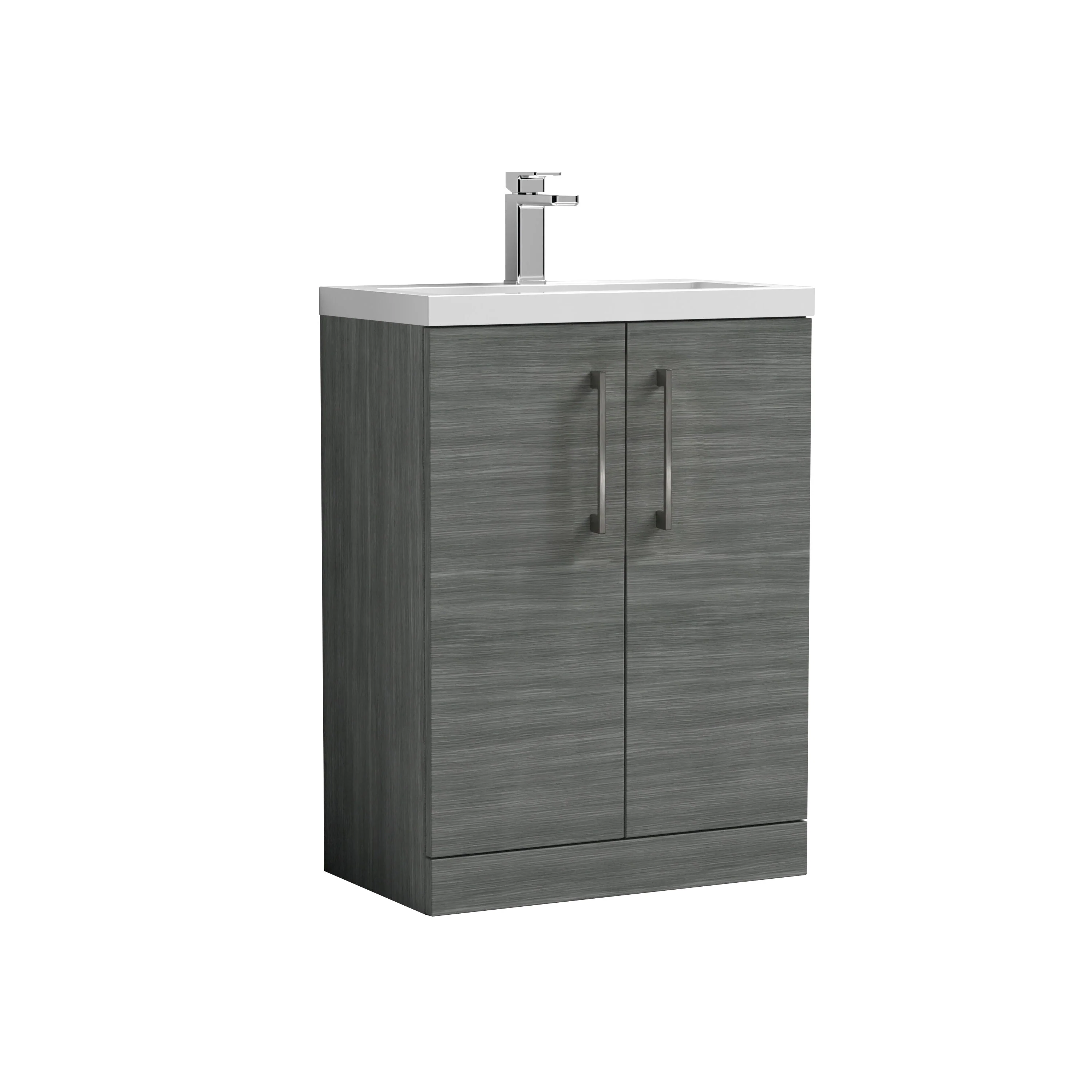 Bramshall Contemporary Compact Floor Standing Vanity Basin Unit with Polymarble Basin, 600mm, Choice of Colour and Handle Finish - Image 7