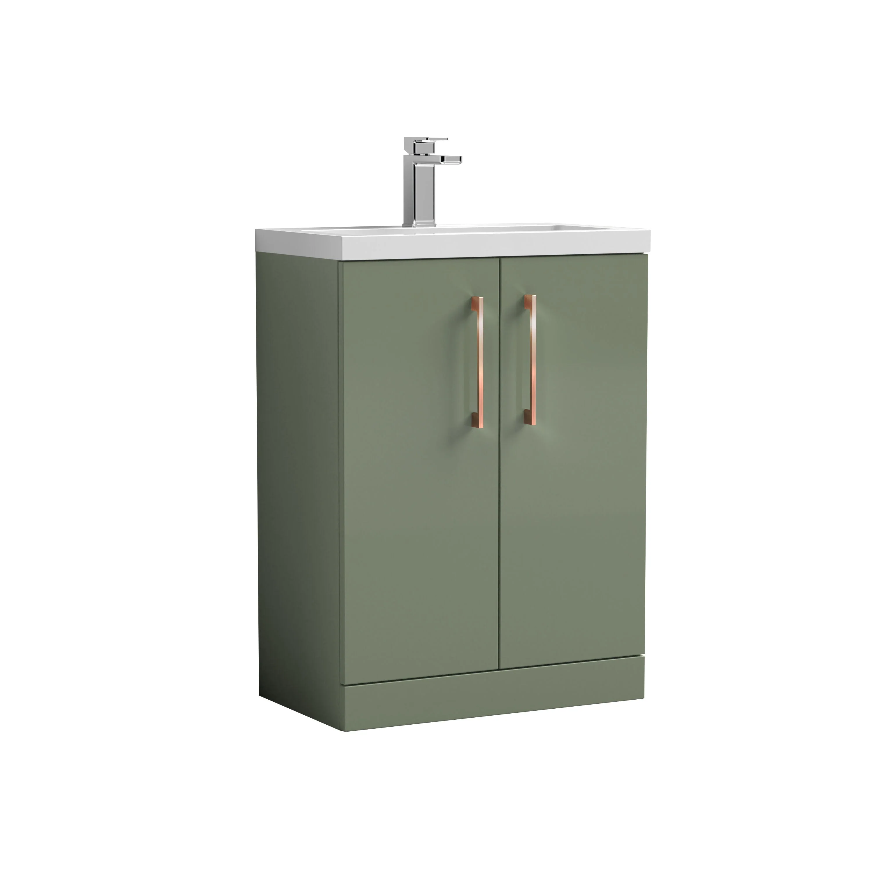 Bramshall Contemporary Compact Floor Standing Vanity Basin Unit with Polymarble Basin, 600mm, Choice of Colour and Handle Finish - Image 74