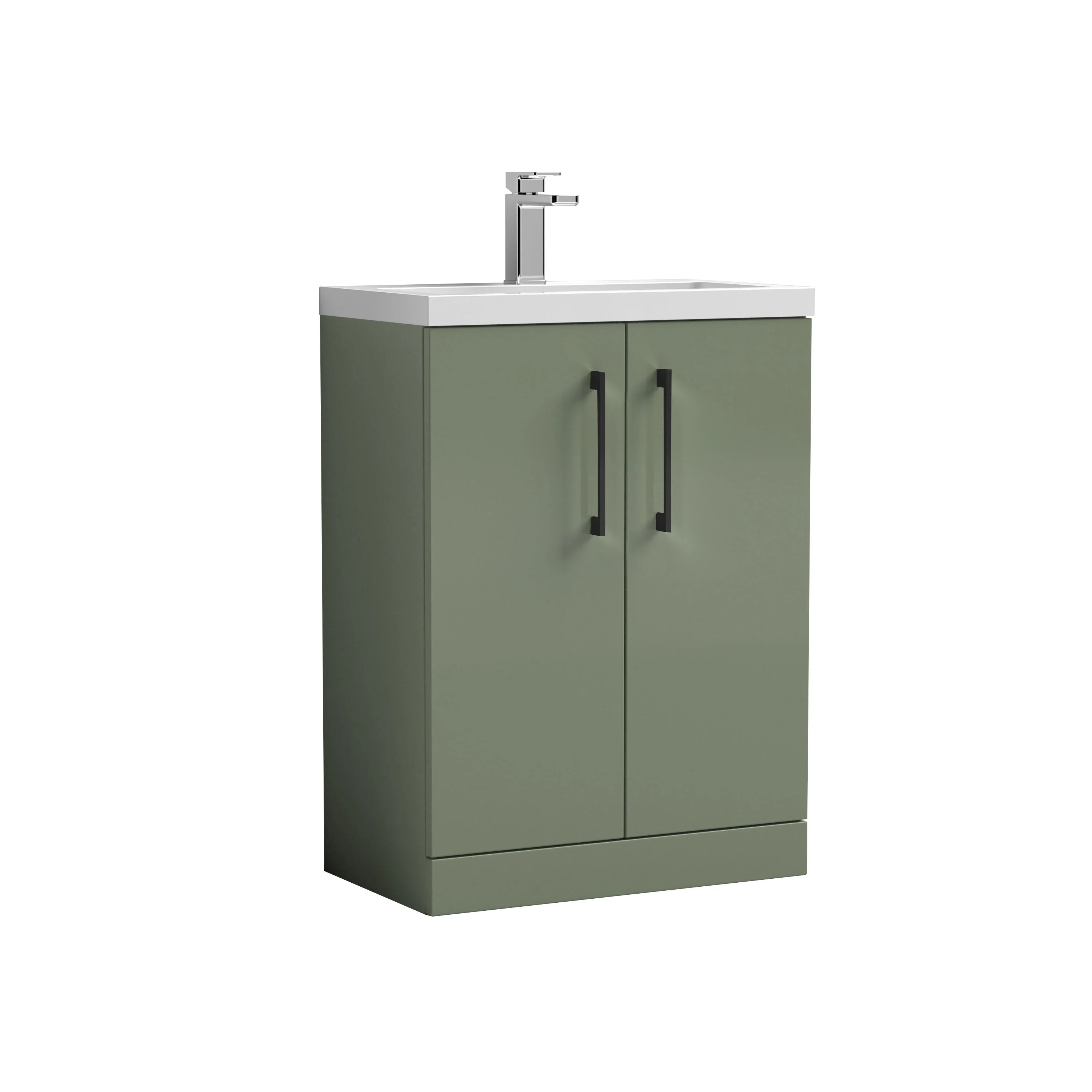 Bramshall Contemporary Compact Floor Standing Vanity Basin Unit with Polymarble Basin, 600mm, Choice of Colour and Handle Finish - Image 77