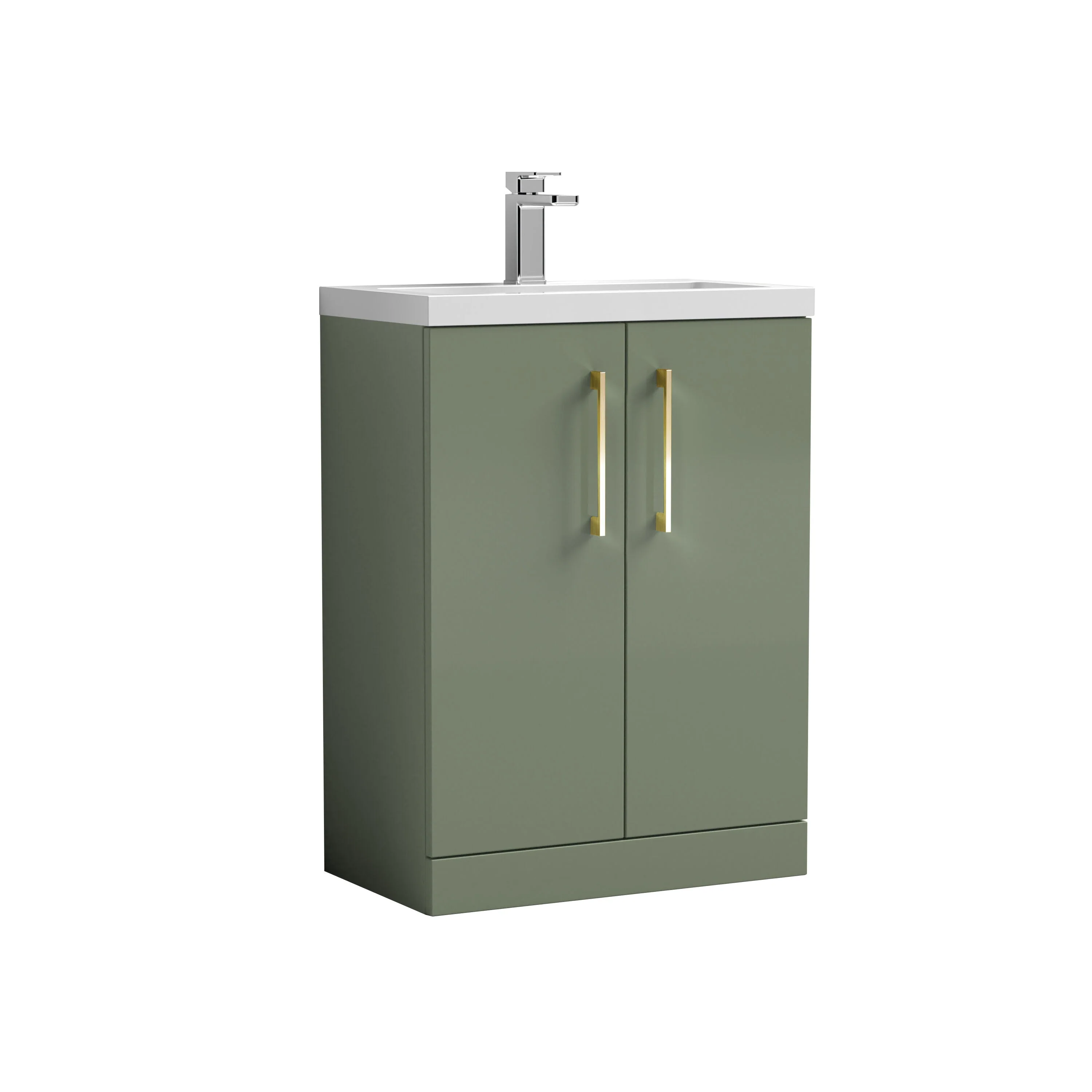 Bramshall Contemporary Compact Floor Standing Vanity Basin Unit with Polymarble Basin, 600mm, Choice of Colour and Handle Finish - Image 80