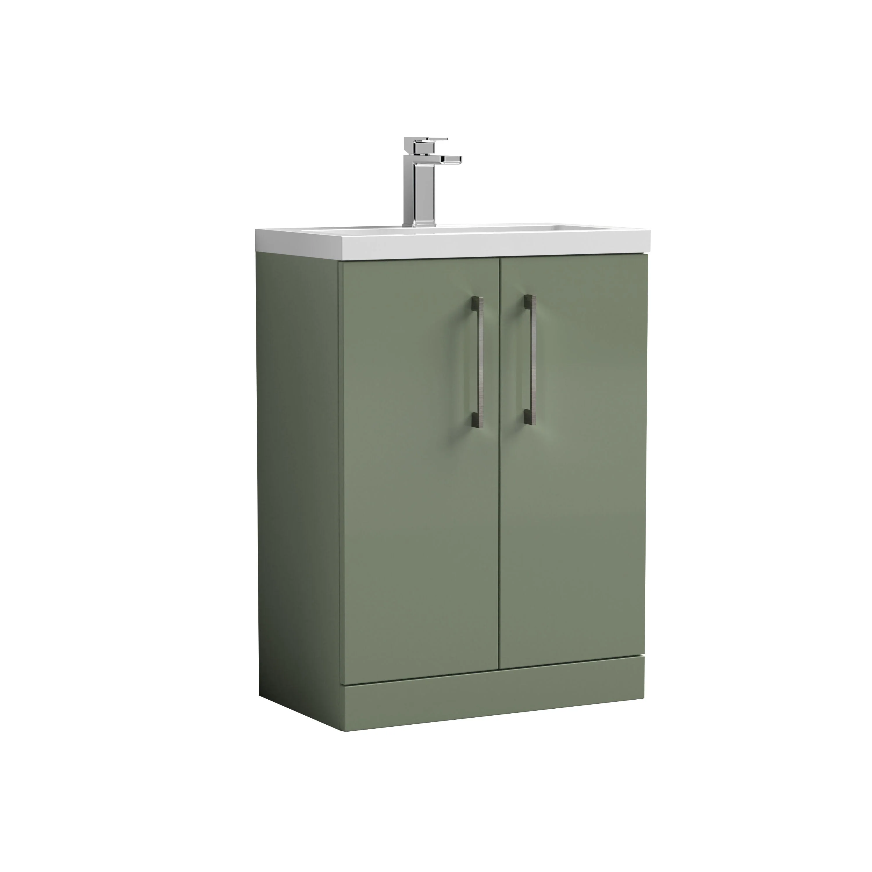 Bramshall Contemporary Compact Floor Standing Vanity Basin Unit with Polymarble Basin, 600mm, Choice of Colour and Handle Finish - Image 83