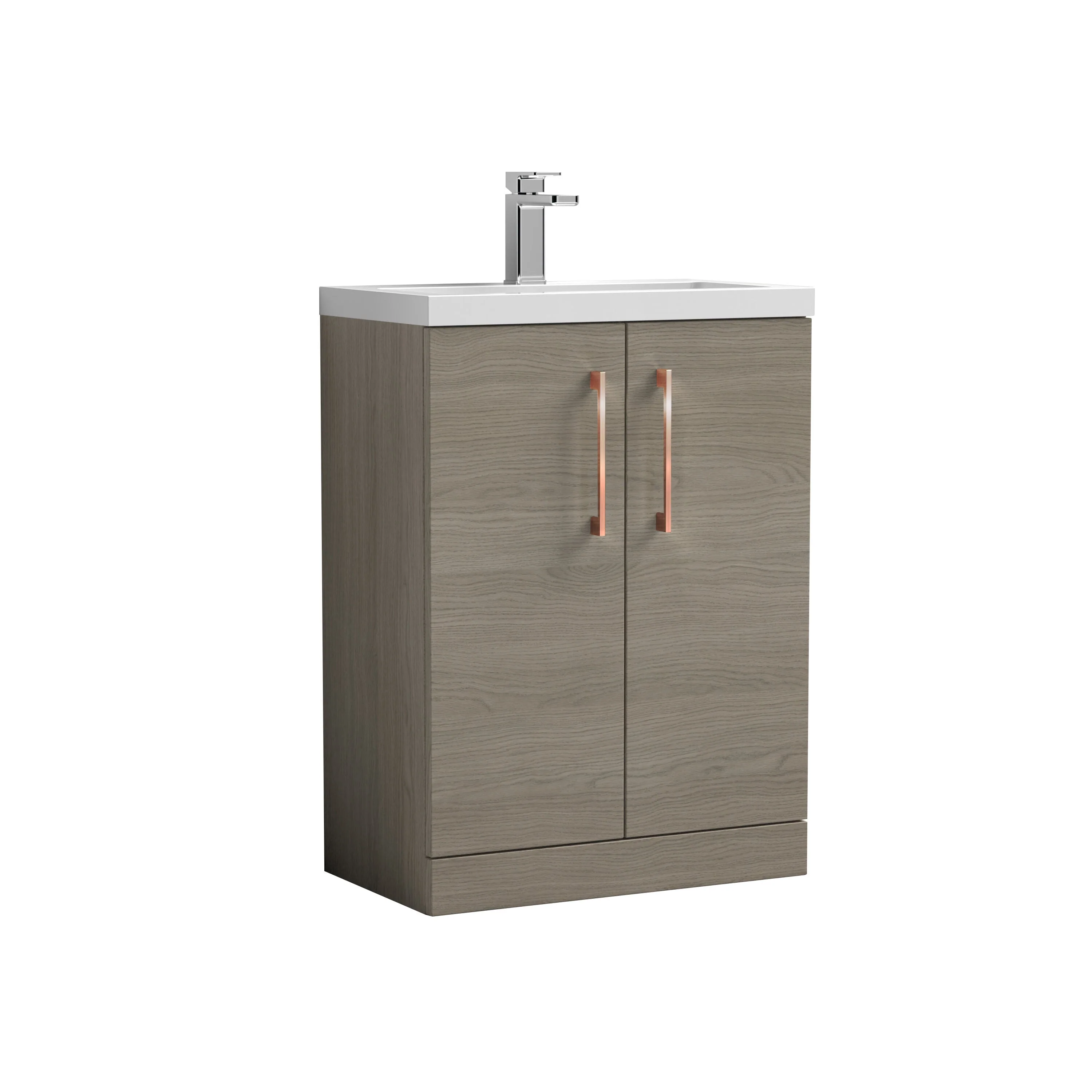 Bramshall Contemporary Compact Floor Standing Vanity Basin Unit with Polymarble Basin, 600mm, Choice of Colour and Handle Finish - Image 89