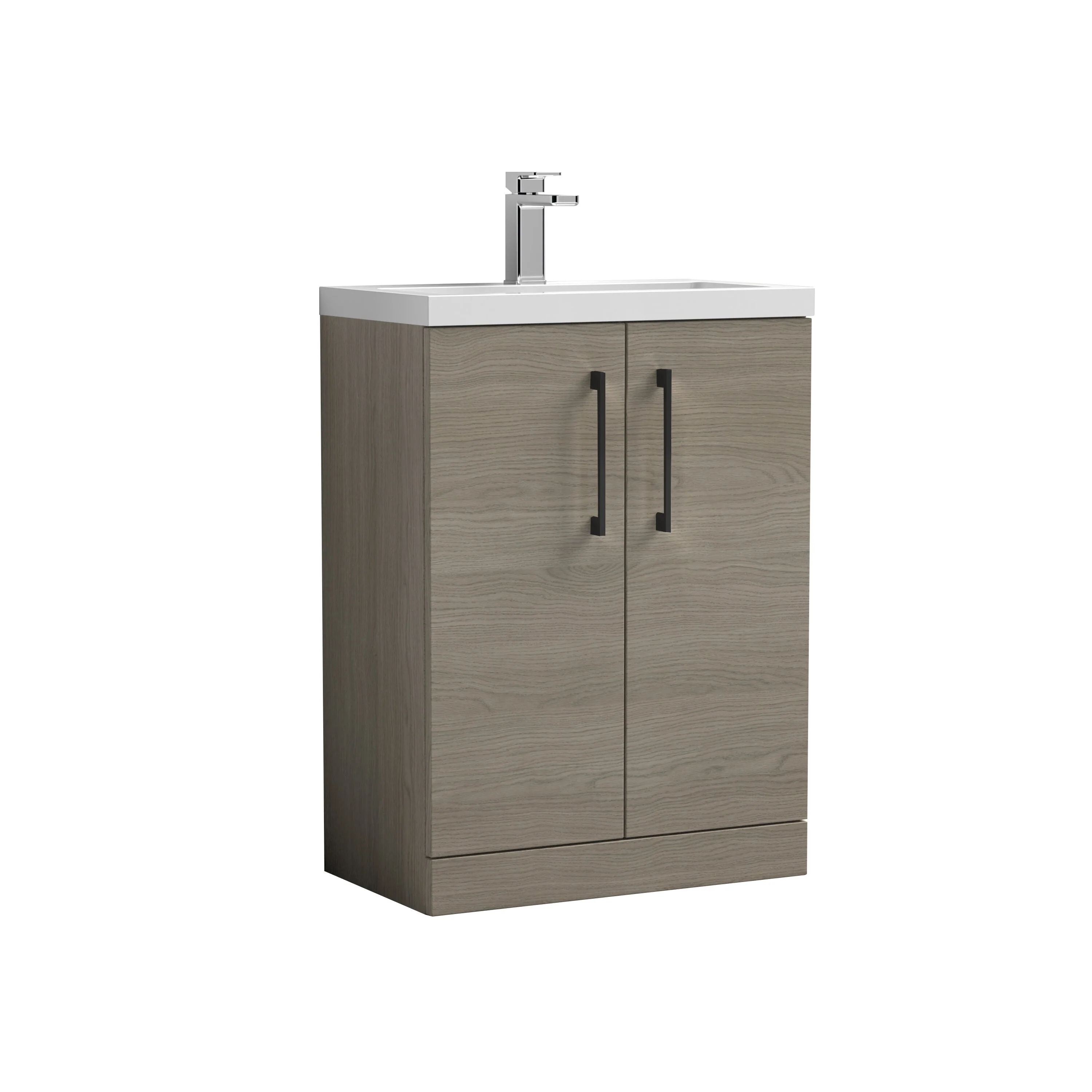 Bramshall Contemporary Compact Floor Standing Vanity Basin Unit with Polymarble Basin, 600mm, Choice of Colour and Handle Finish - Image 91