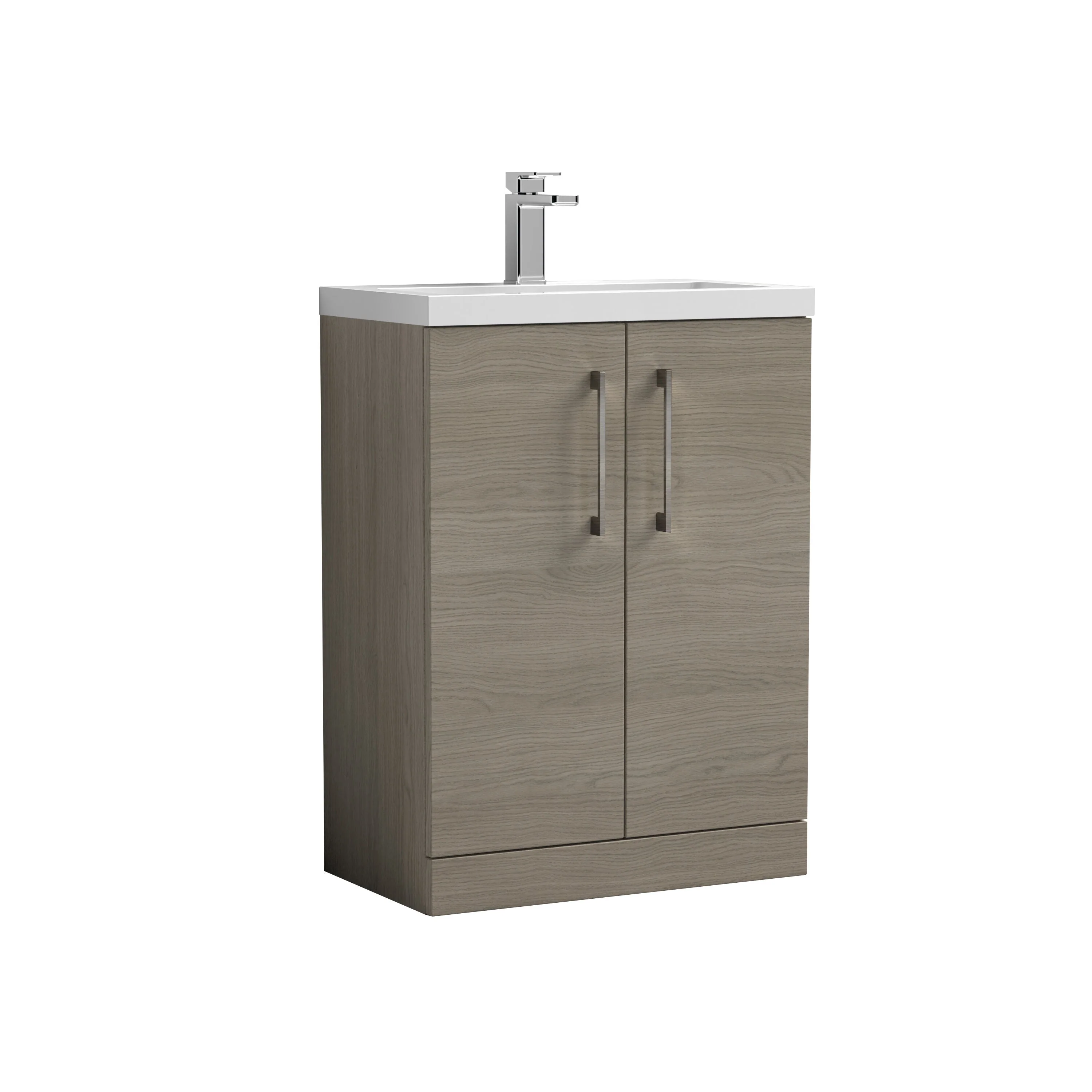 Bramshall Contemporary Compact Floor Standing Vanity Basin Unit with Polymarble Basin, 600mm, Choice of Colour and Handle Finish - Image 95