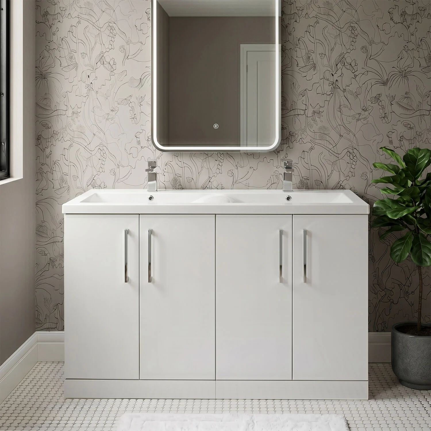 Bramshall Floor Standing 4 Door Vanity Basin Unit - Choice of Colour and Basin Type