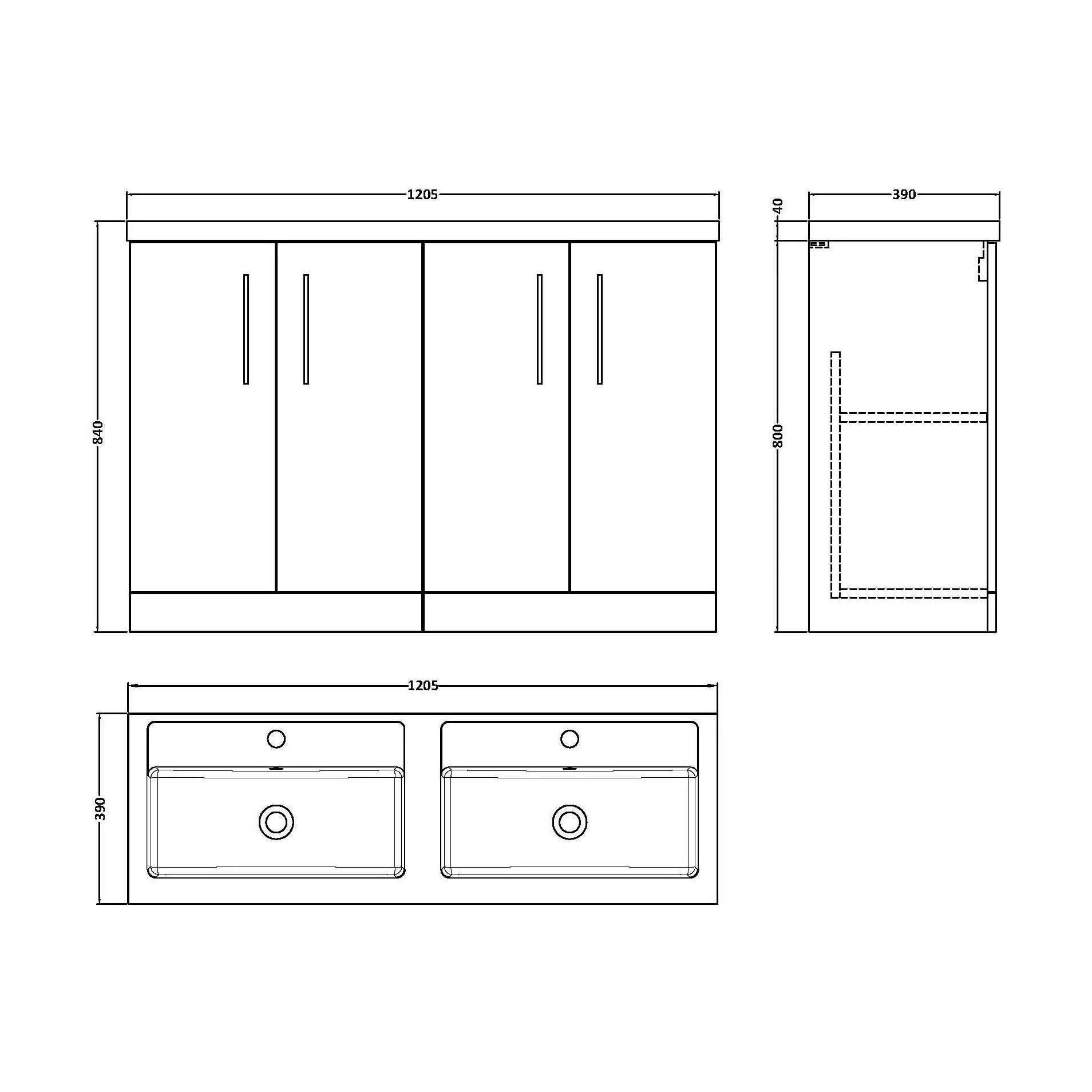 Bramshall Floor Standing 4 Door Vanity Basin Unit - Choice of Colour and Basin Type - Image 32