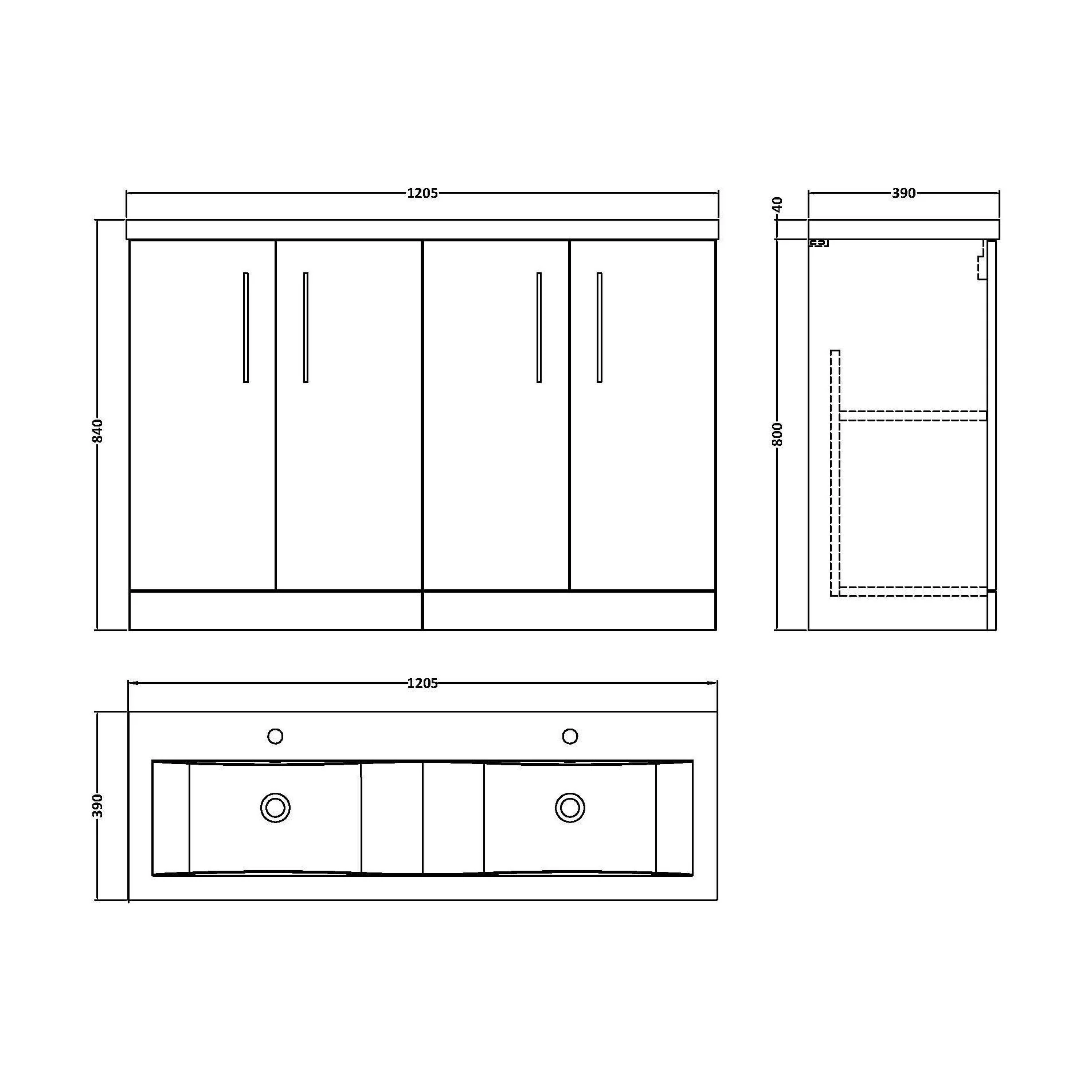 Bramshall Floor Standing 4 Door Vanity Basin Unit - Choice of Colour and Basin Type - Image 35