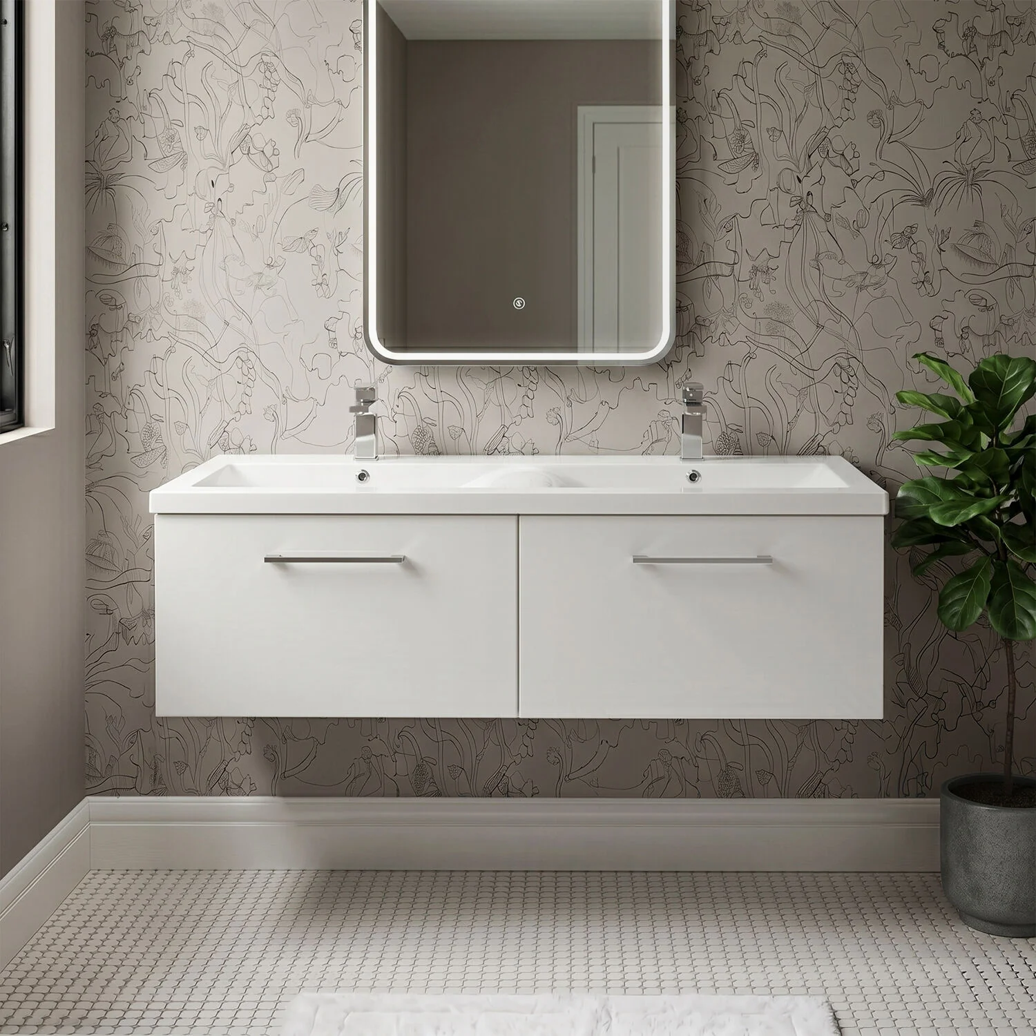 Bramshall Wall Hung 2 Drawer Vanity Basin Unit - 1200mm - Choice of Colour and Basin Type