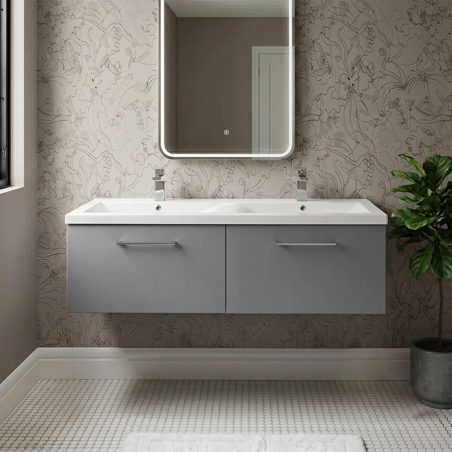 Bramshall Wall Hung 2 Drawer Vanity Basin Unit - 1200mm - Choice of Colour and Basin Type - Image 3