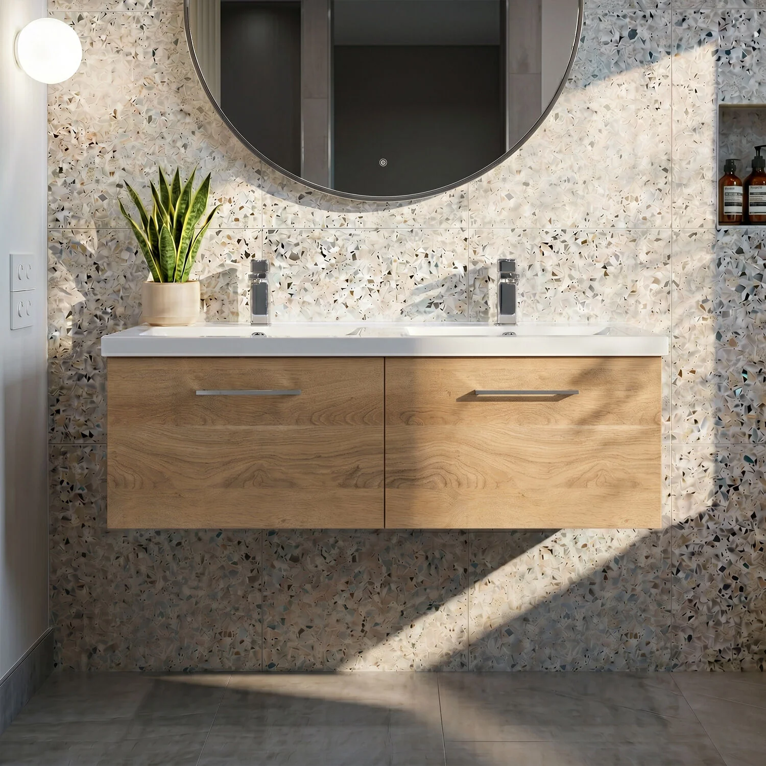 Bramshall Wall Hung 2 Drawer Vanity Basin Unit - 1200mm - Choice of Colour and Basin Type - Image 6