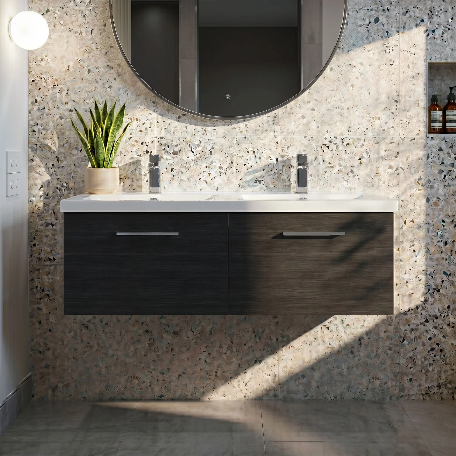 Bramshall Wall Hung 2 Drawer Vanity Basin Unit - 1200mm - Choice of Colour and Basin Type - Image 8