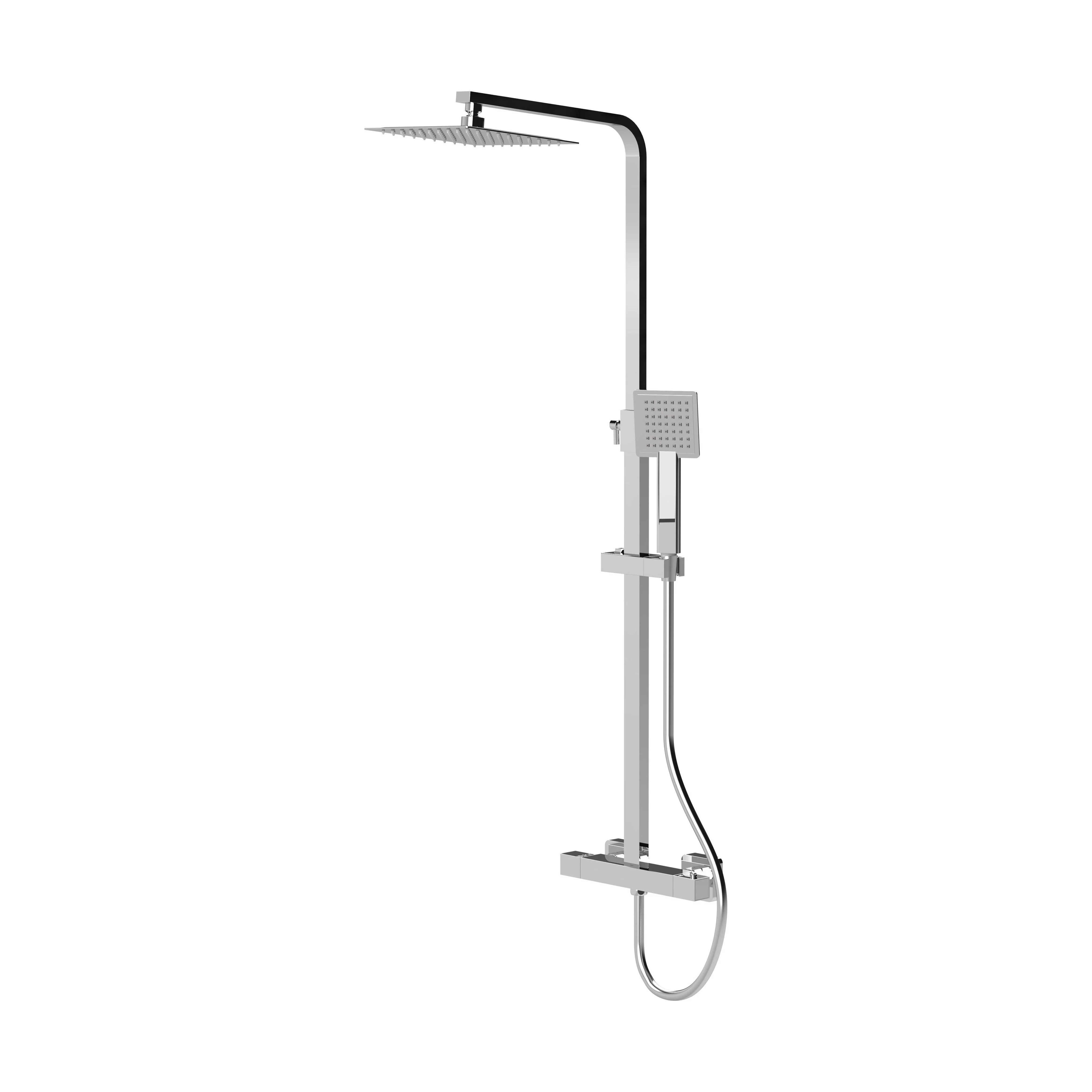 Balterley Square Thermostatic Shower Kit with Fixed Head and Adjustable Handset - Chrome