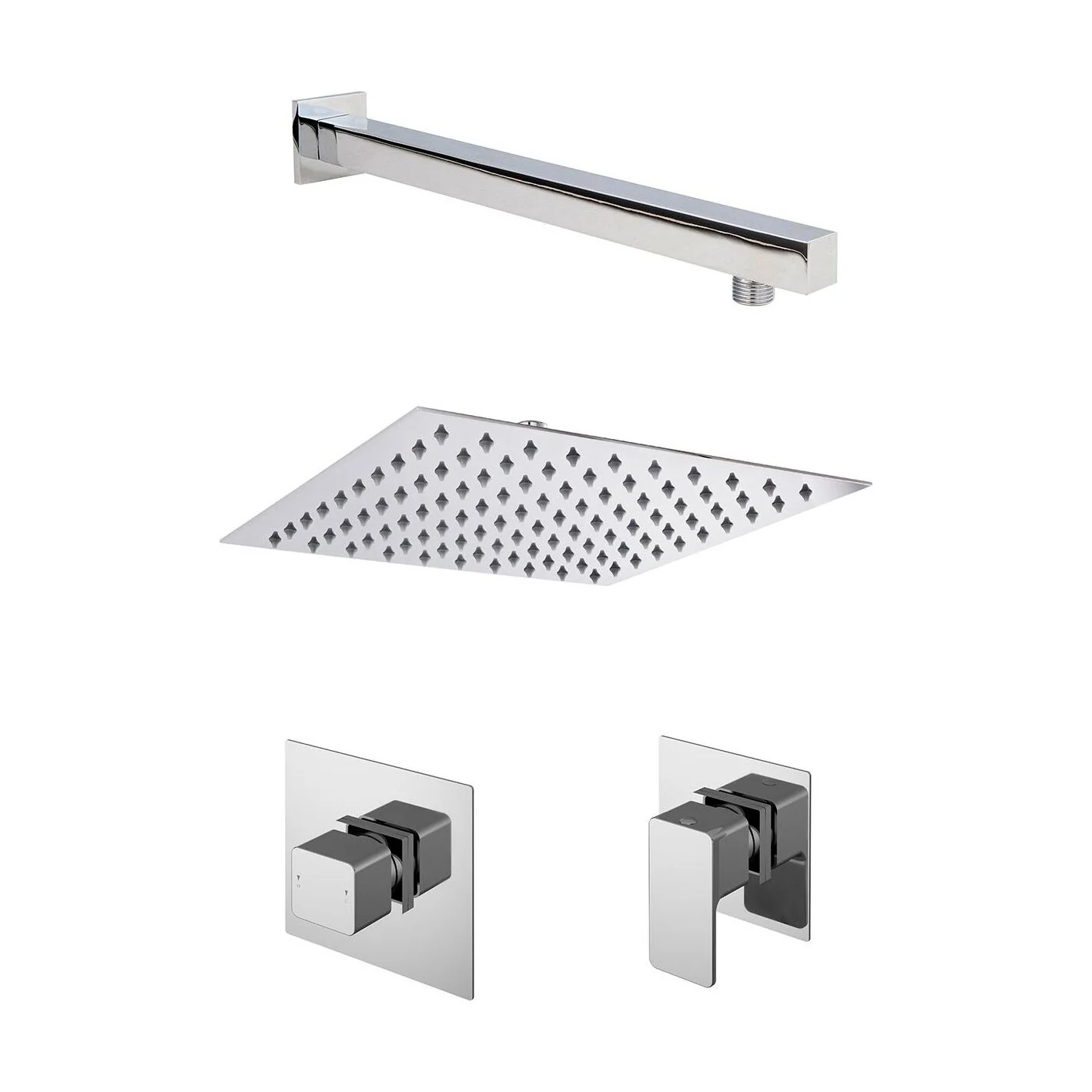 1 Outlet Luxury Shower Bundle - Stop Tap, Temperature Control, Arm & Head - Chrome