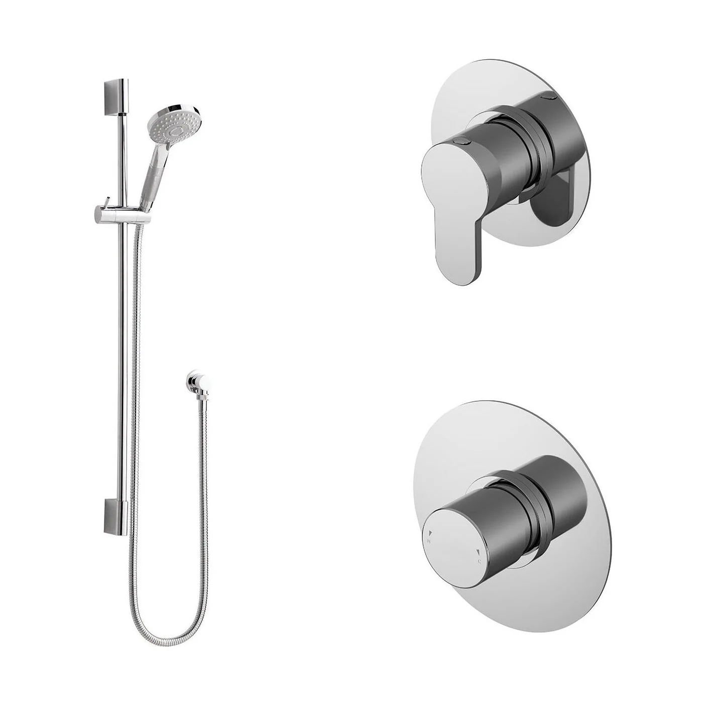 1 Outlet Luxury Shower Bundle - Stop Tap, Temperature Control & Slide Rail Kit - Chrome