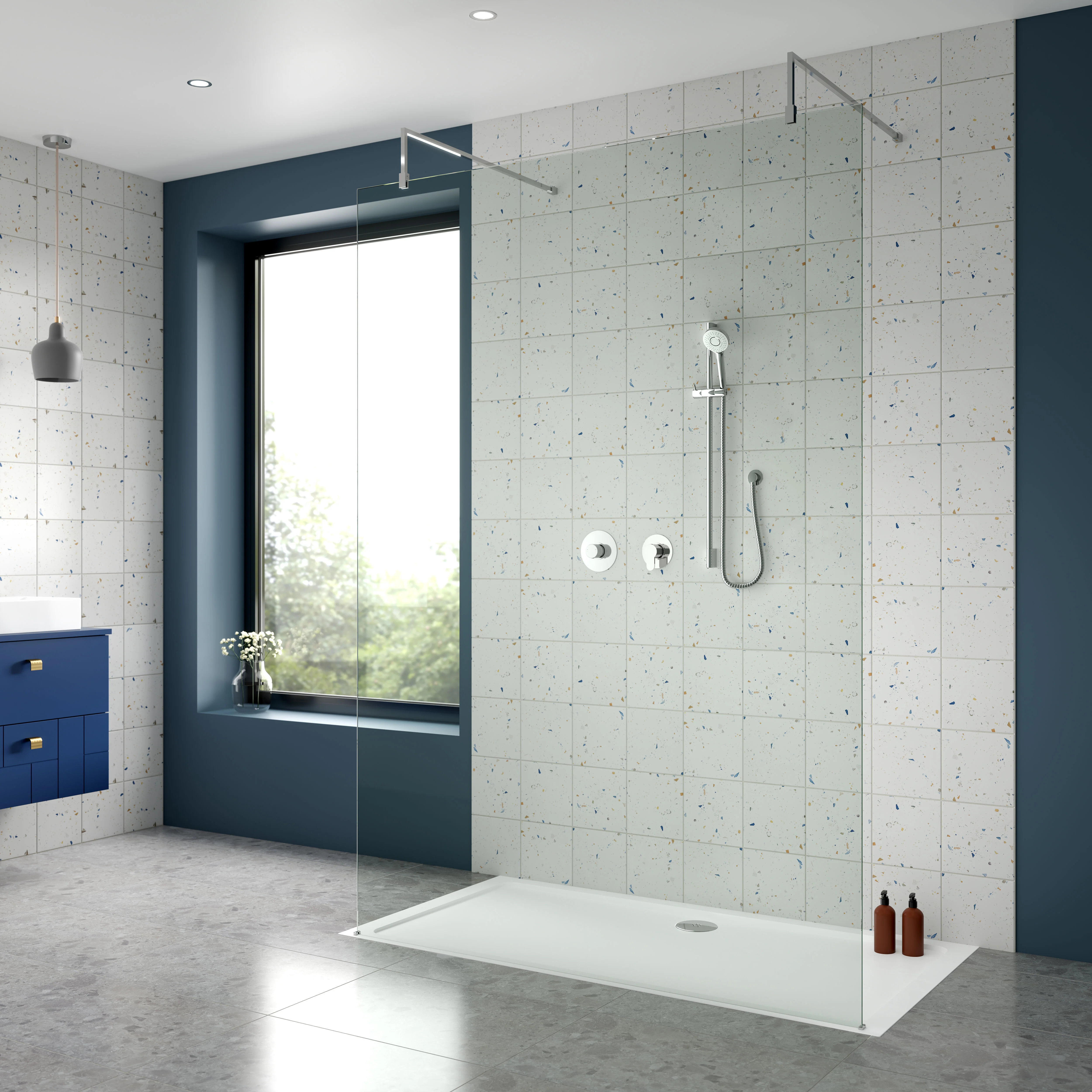 1 Outlet Luxury Shower Bundle - Stop Tap, Temperature Control & Slide Rail Kit - Chrome - Image 2