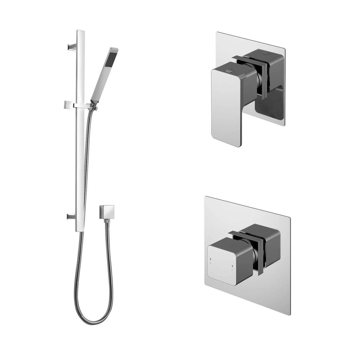 1 Outlet Luxury Shower Bundle - Stop Tap, Temperature Control & Slide Rail Kit - Chrome