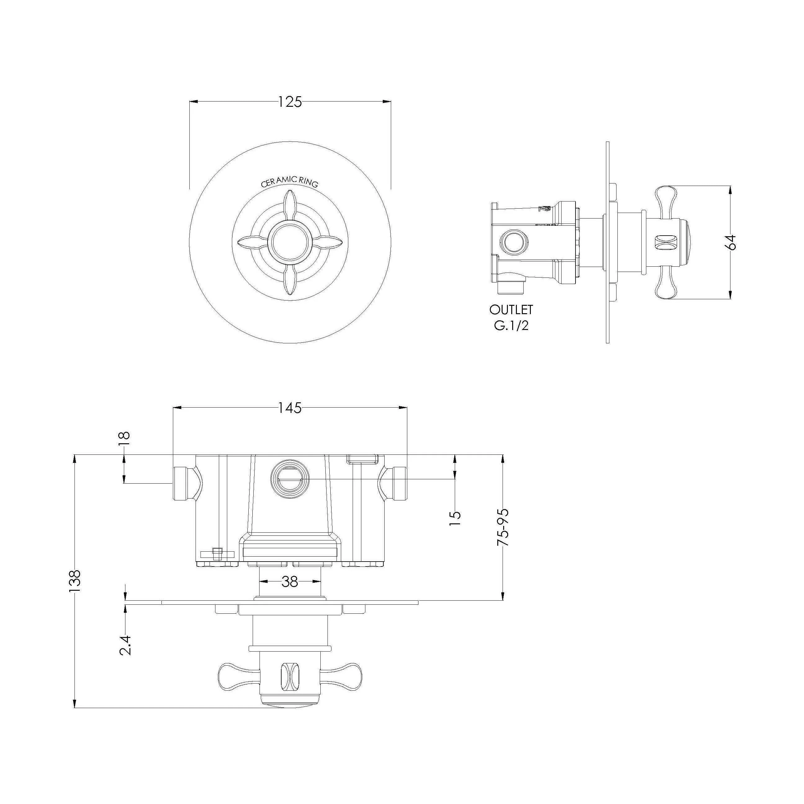 Traditional Concealed Thermostatic Shower Valve with Temperature Control - Chrome Finish by Balterley - Image 2