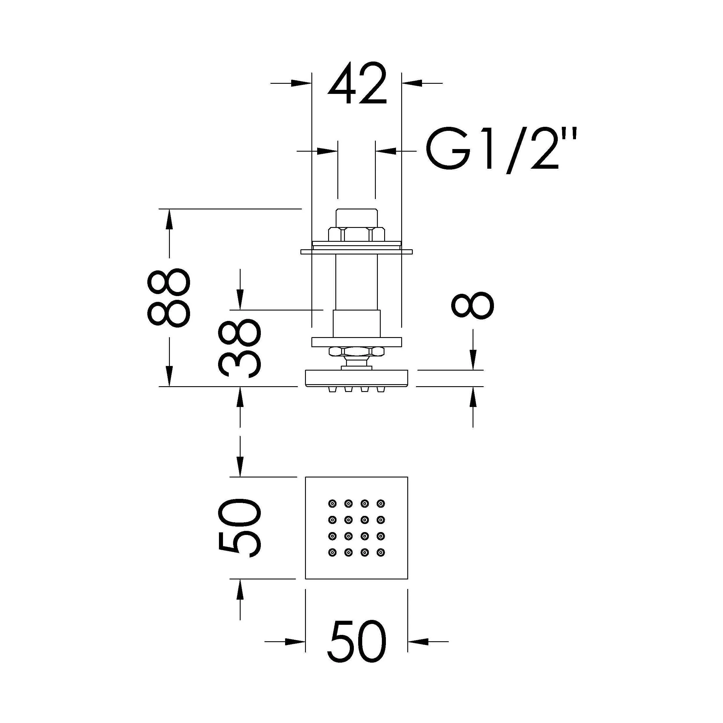 Shower Accessories Modern Square Body Jet - Chrome - Image 2