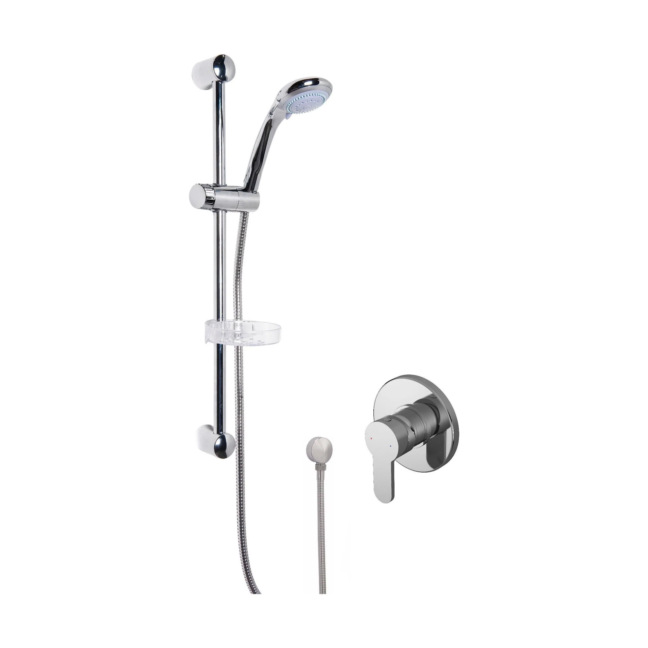 Pride Shower Bundle Concealed Round Manual Valve & Multi Function Handset Slide Rail Kit - Chrome Balterley