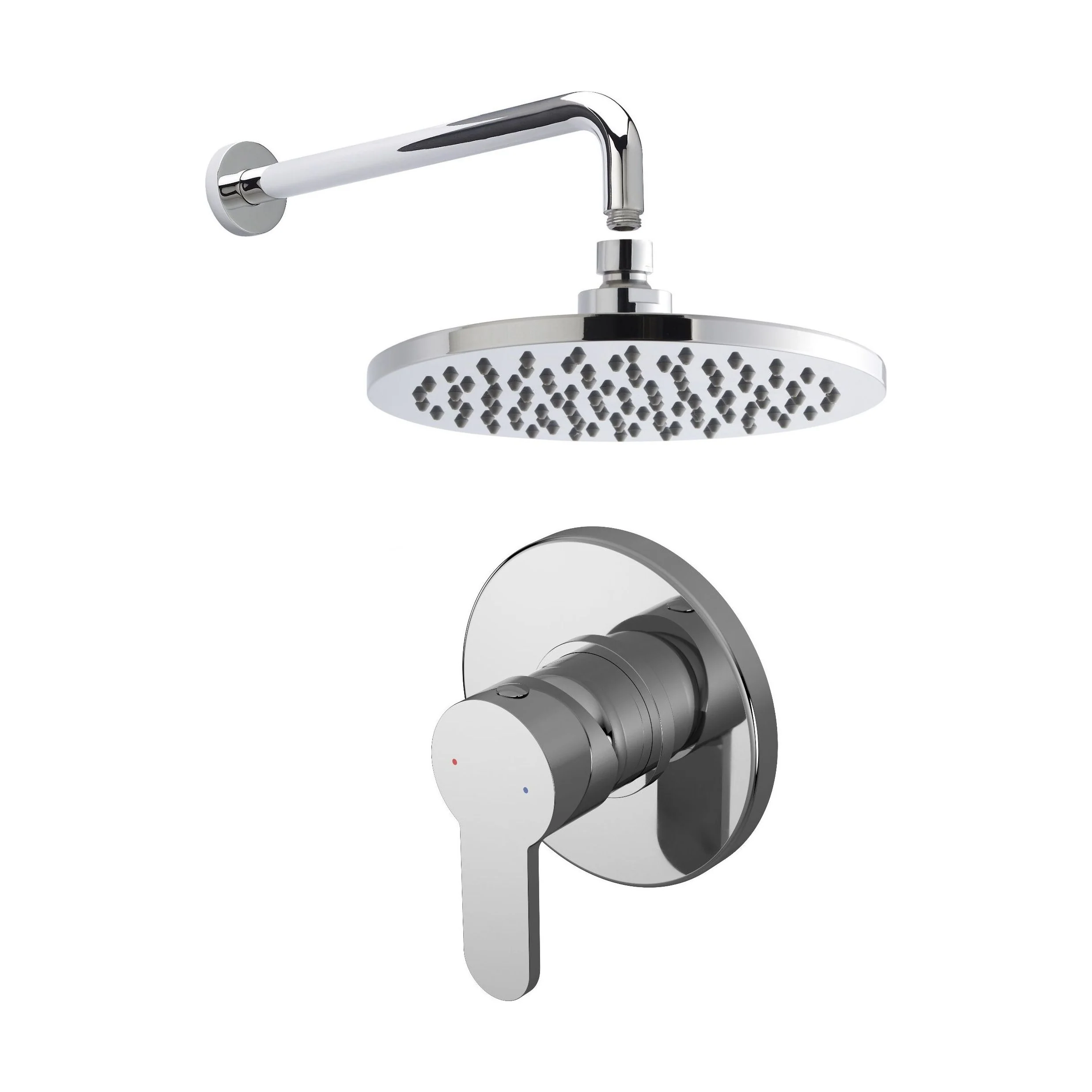 Pride Shower Bundle Concealed Round Manual Valve, Arm & Head Kit - Chrome Balterley