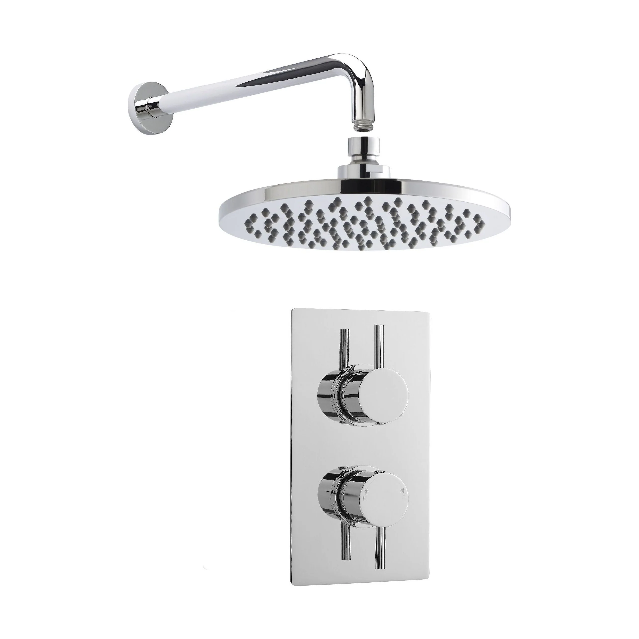 Shower Bundle Concealed Round Twin Valve, Arm & Head Kit - Chrome Balterley