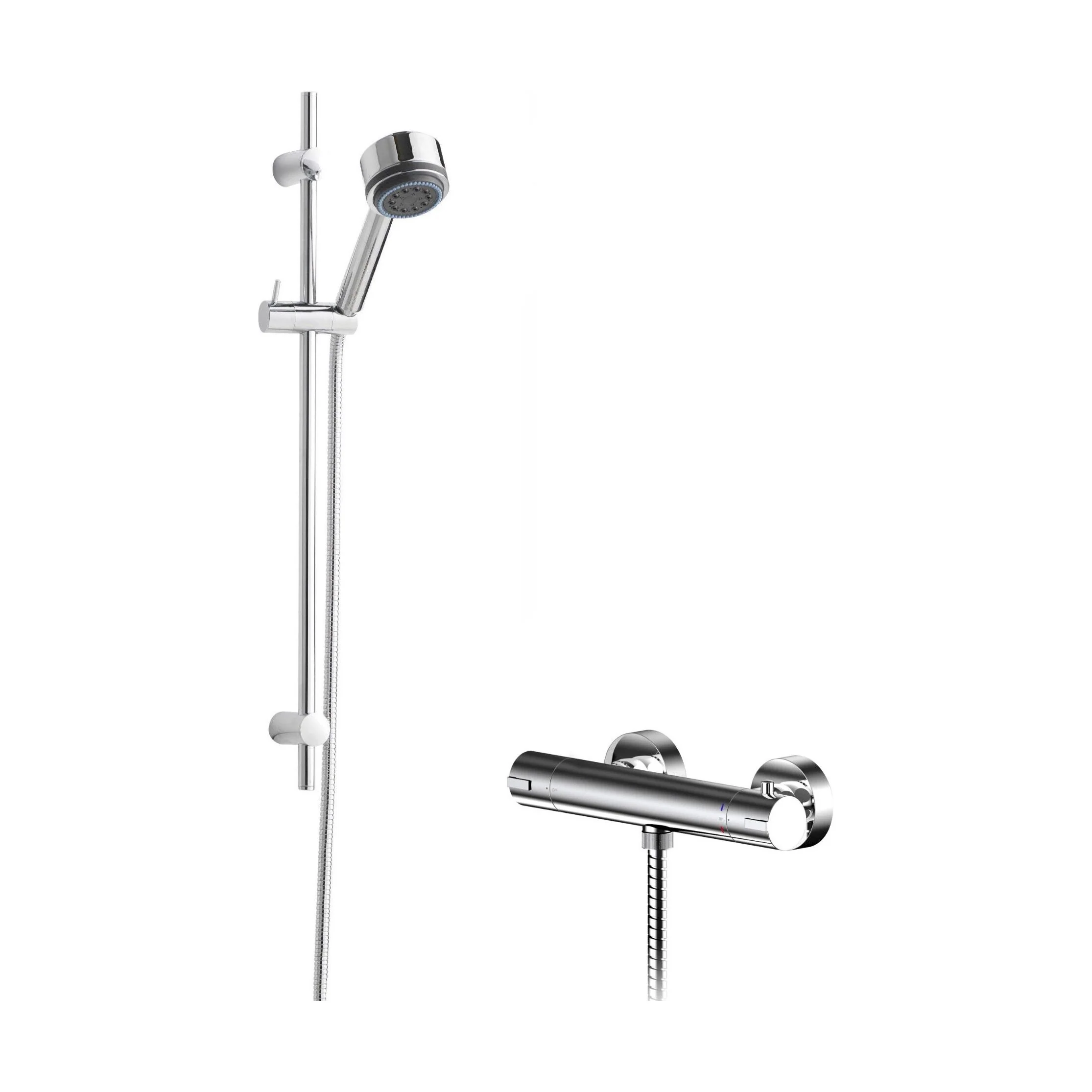 Current Round Bar Valve & Linear Slide Rail Kit Shower Set - Chrome - Balterley