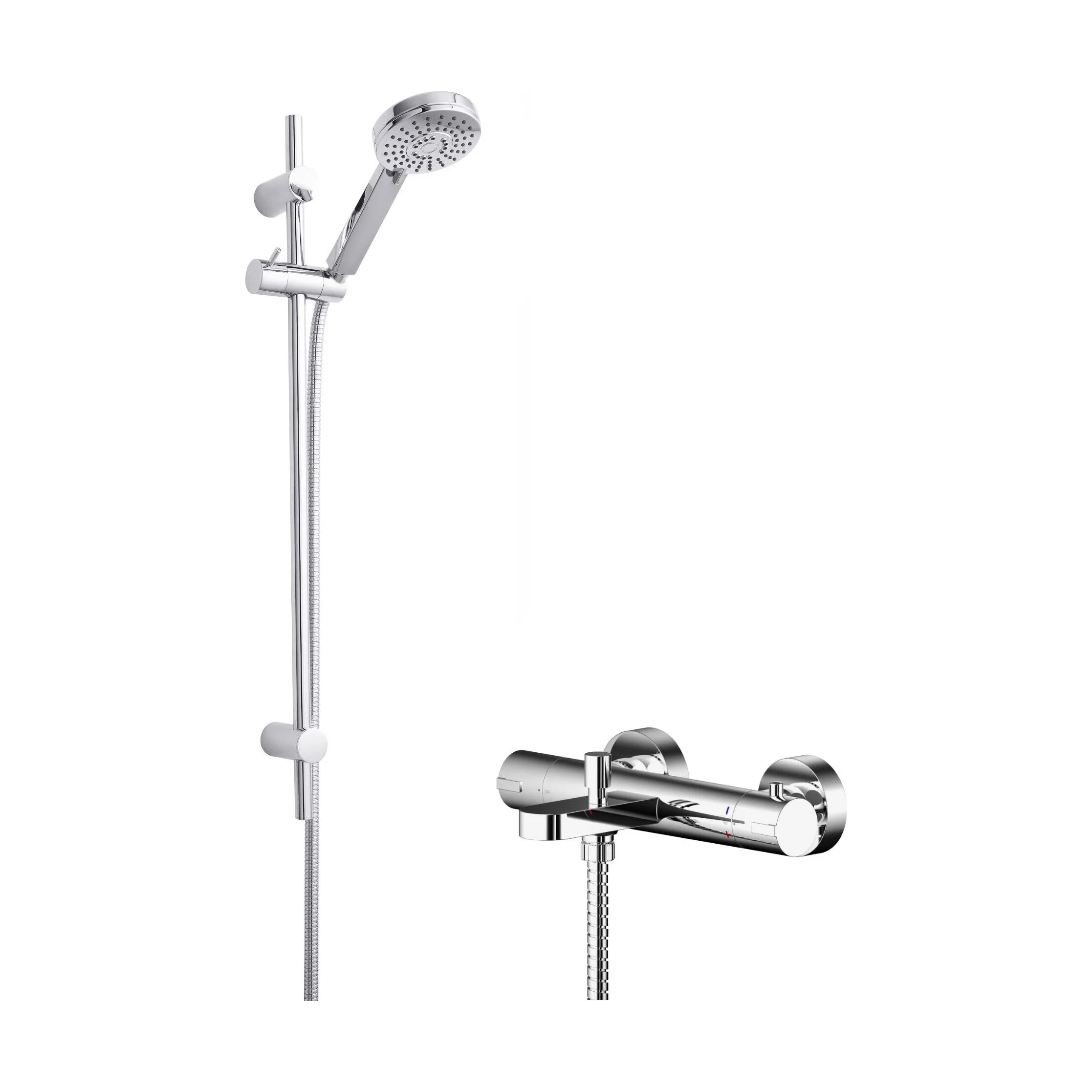 Current Wall Mount Thermostatic Bath Shower Mixer Tap with Multi Function Slide Rail Kit - Chrome - Balterley