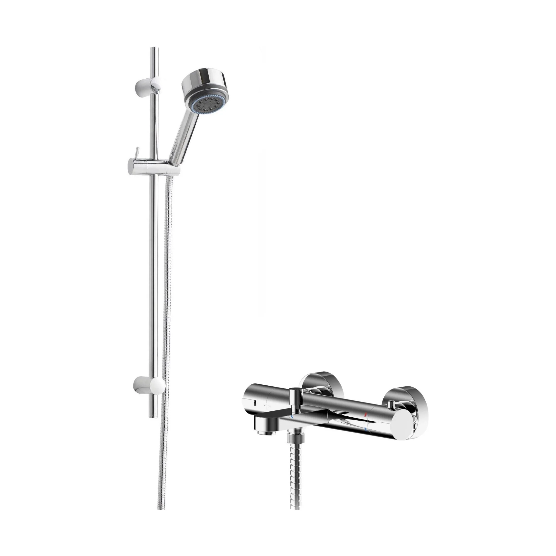 Pride Wall Mount Thermostatic Bath Shower Mixer Tap with Linear Slide Rail Kit - Chrome - Balterley