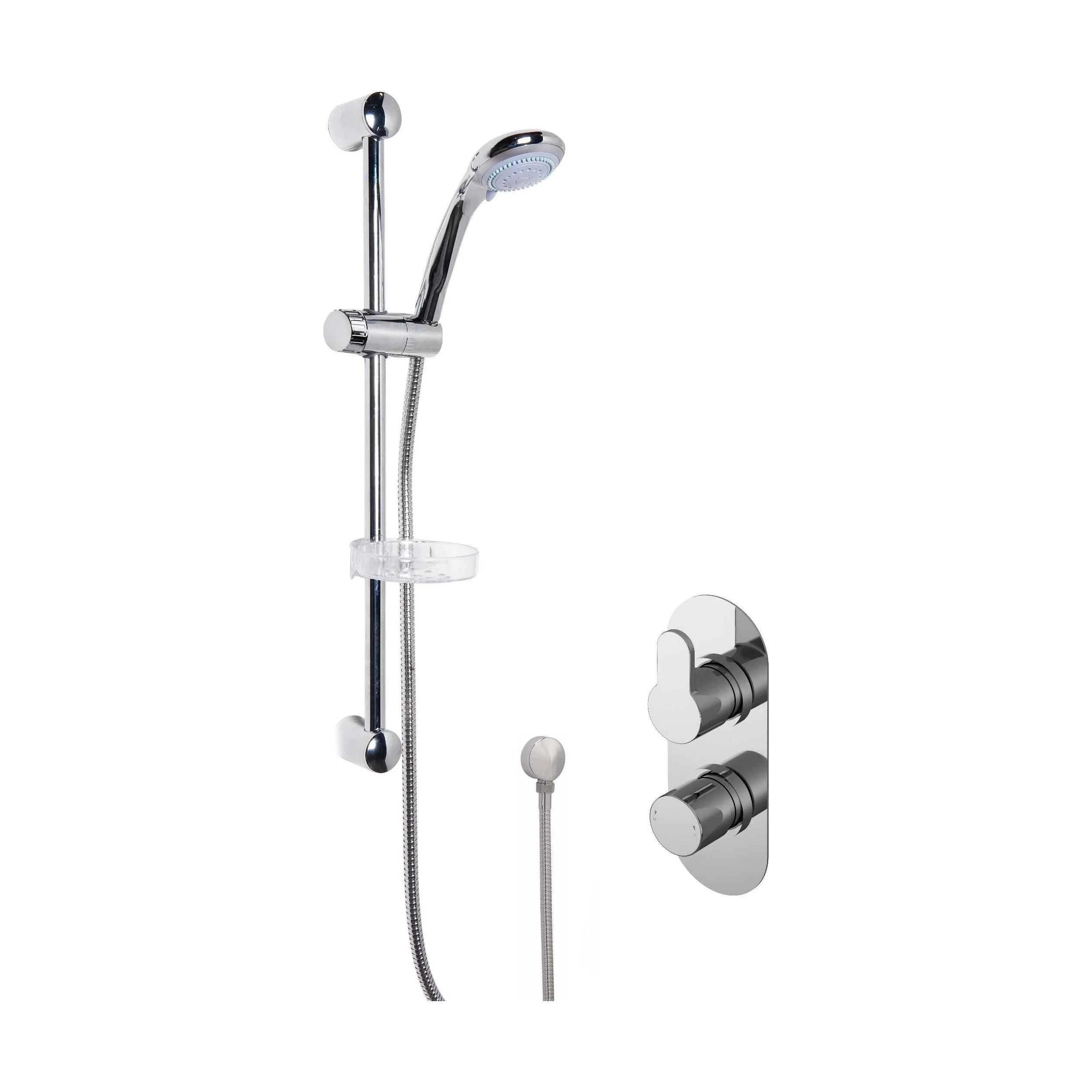Pride Shower Bundle Concealed Round Twin Valve & Multi Function Handset Slide Rail Kit - Chrome Balterley