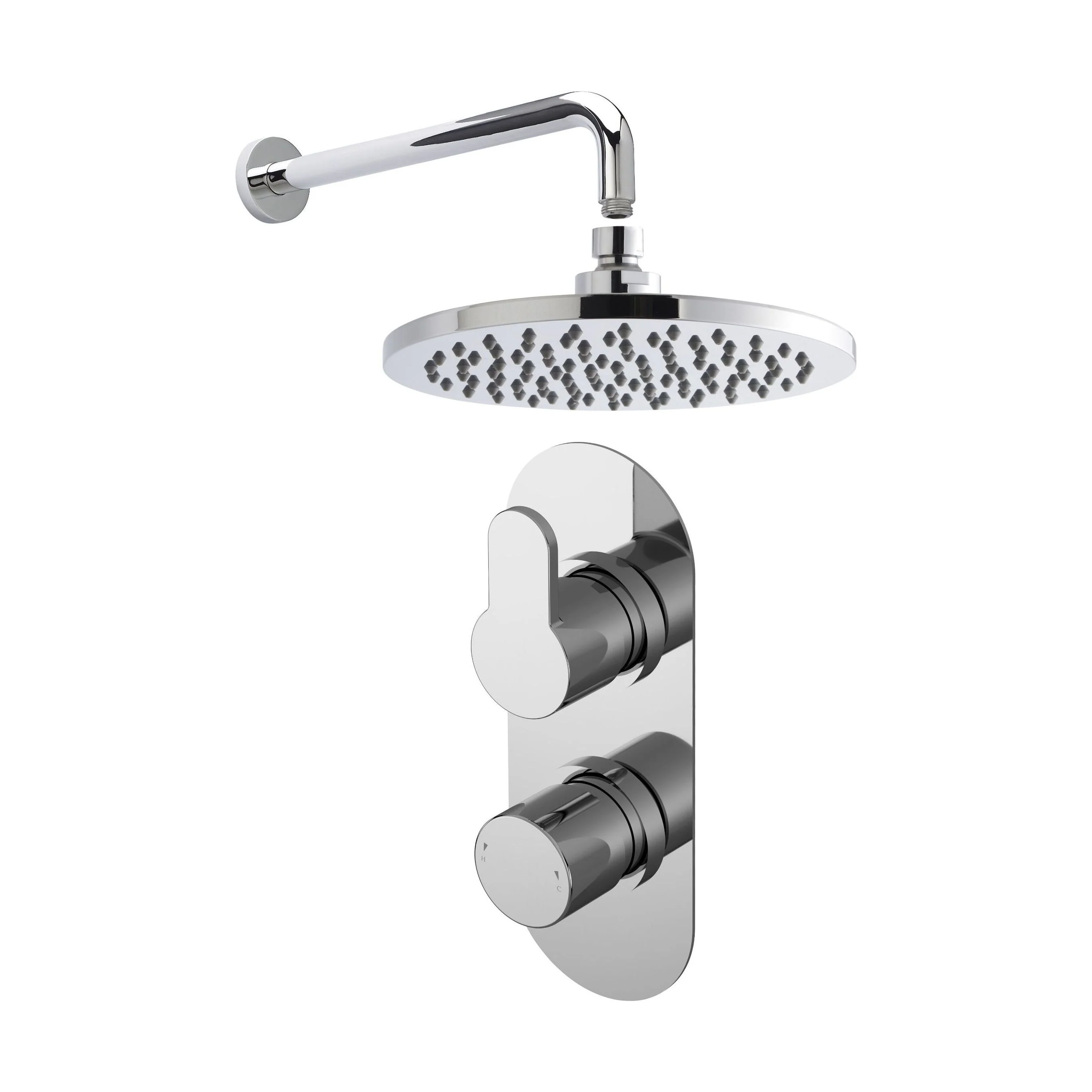 Pride Shower Bundle Concealed Round Twin Valve, Arm & Head Kit - Chrome Balterley